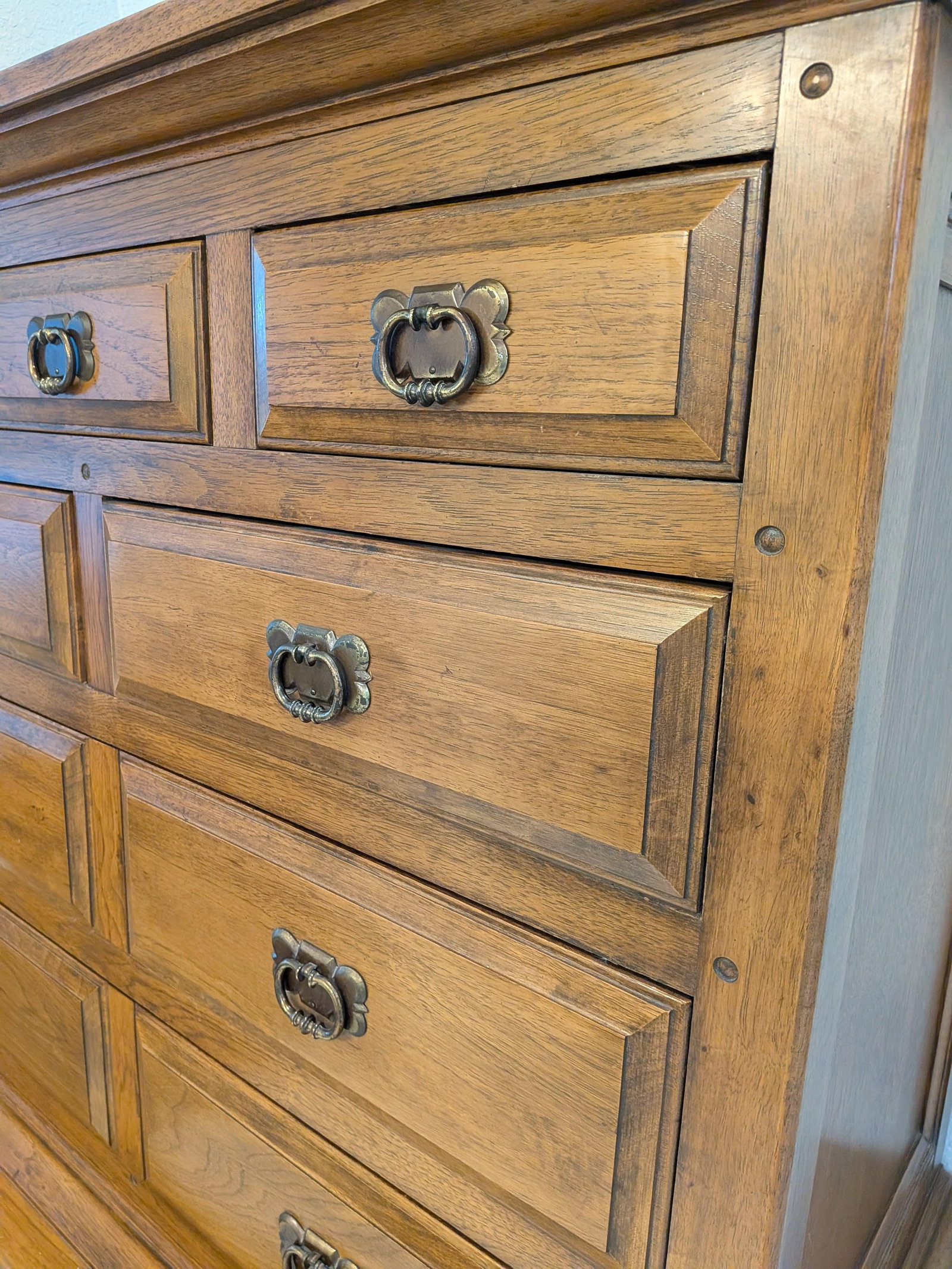 Thomasville Solid Oak Early American Style Chest-on-Chest Tallboy Dresser Vintage 1960 - 6