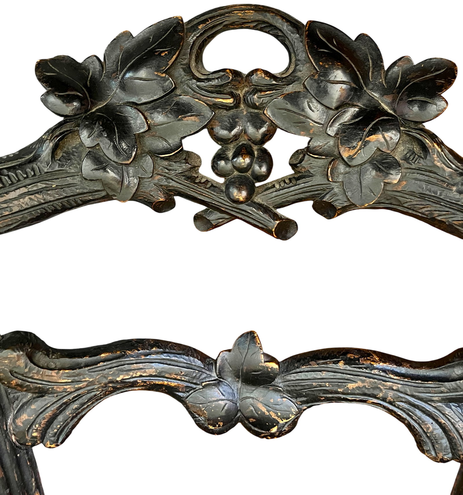 Antique 19th Century Hand-Carved Ebonized Faux Bois Aesthetic Movement Boudoir Vanity Side Chair Wit - 5