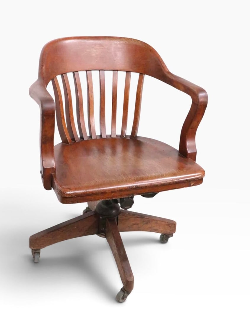 Antique Bank of England Jury Style Swivel Tilt Desk Chair - 4