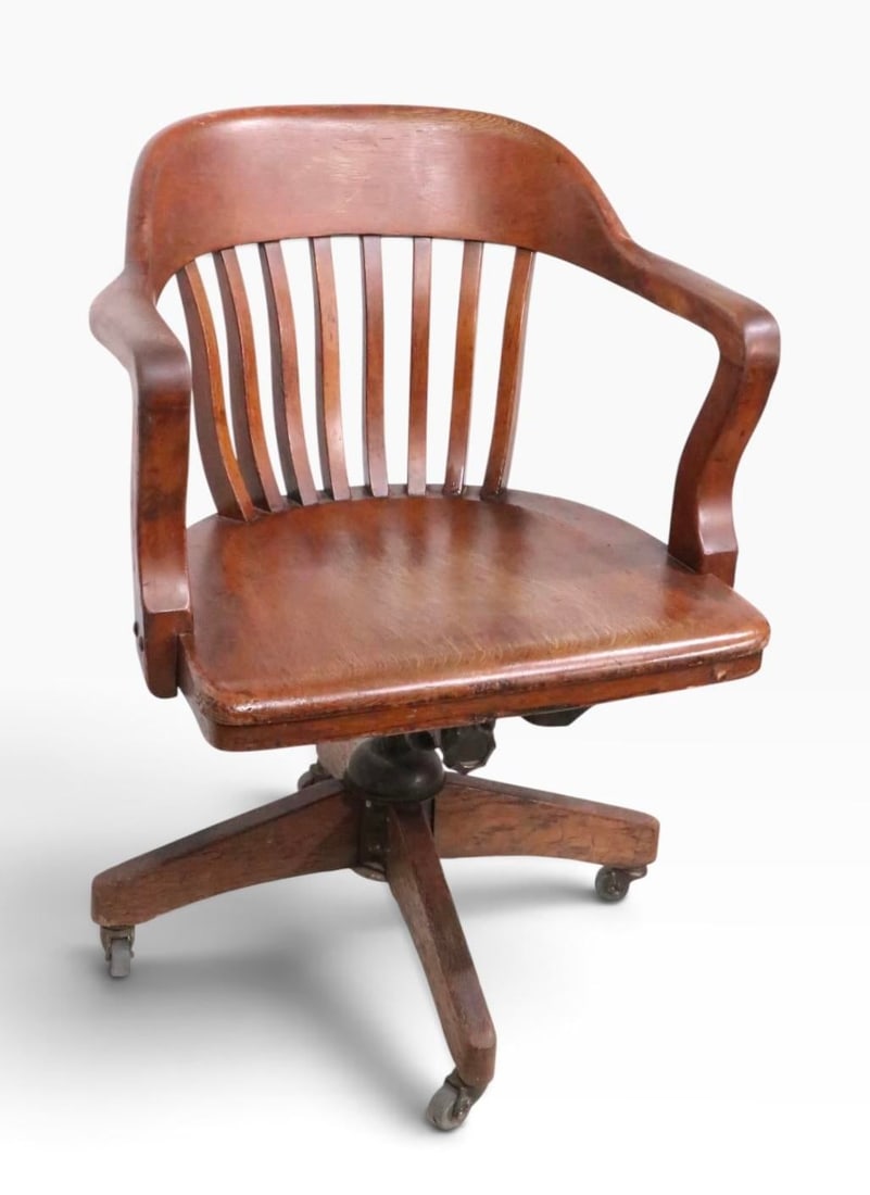 Antique Bank of England Jury Style Swivel Tilt Desk Chair - 6