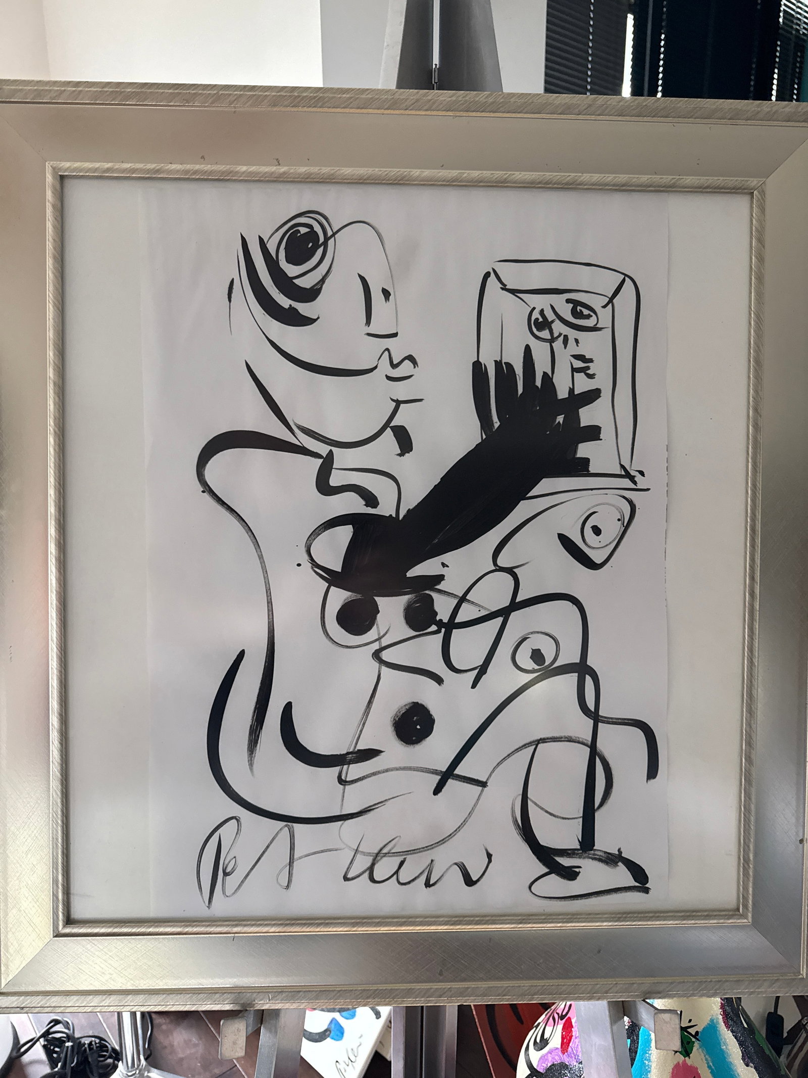 1970s Peter Keil "Miro in the Window" Abstract Cubist Painting - 2