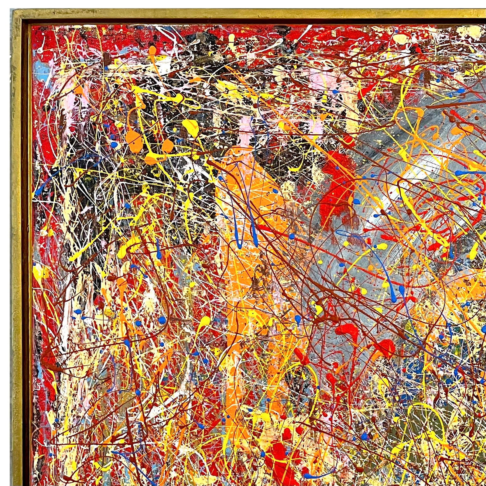 High Impact Modern Abstract Drip Painting - Framed - Signed - 2