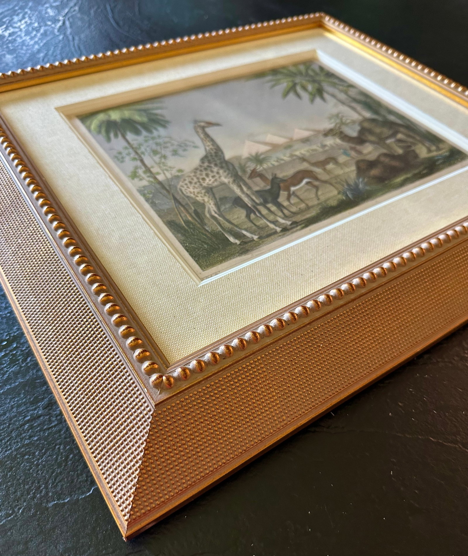 African Safari With Giraffe, Camel & Giza Pyramids - Antique Engraving by Johann Georg Heck, 1852, C - 6