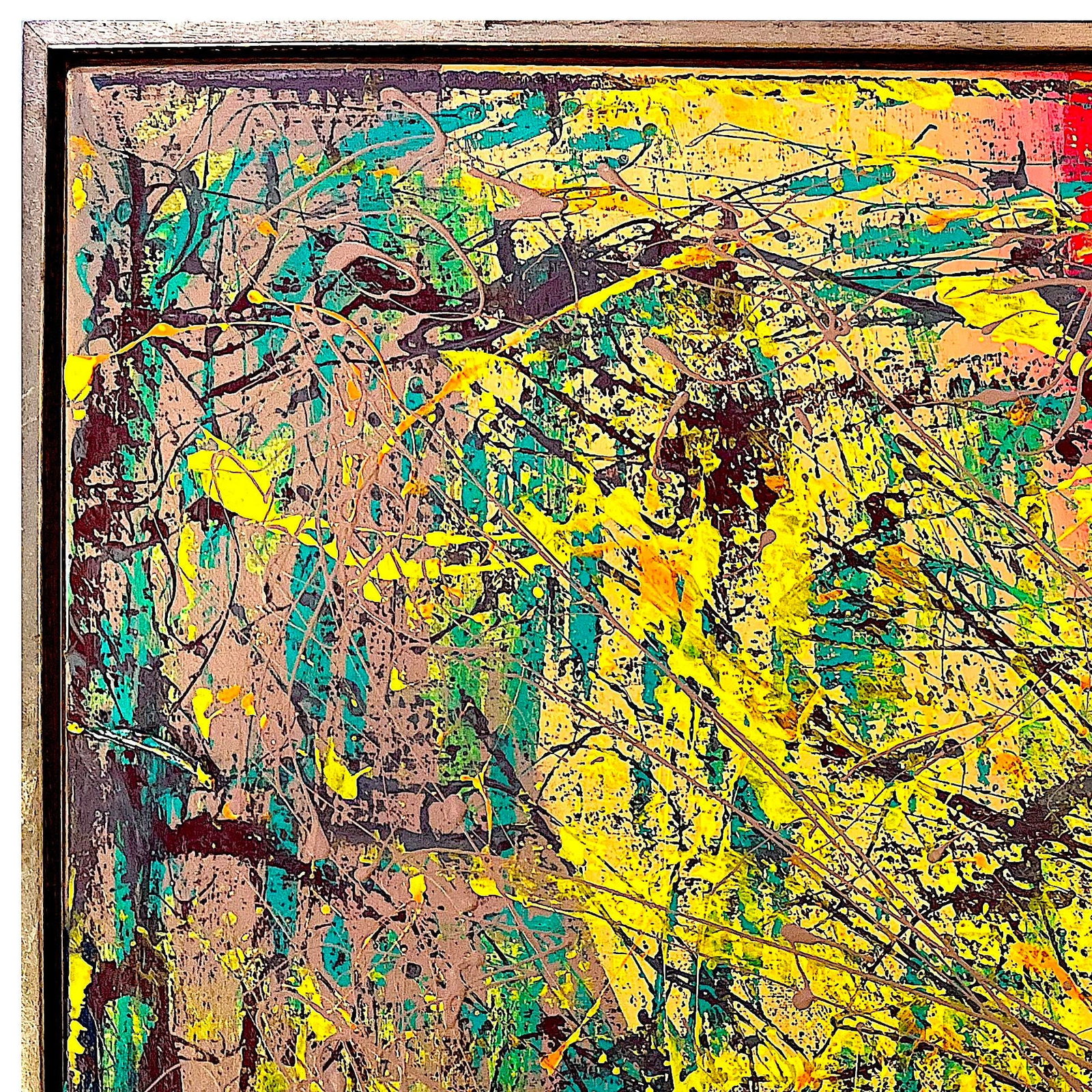 Vibrant Modern Abstract Drip Painting - Framed - Signed - 2