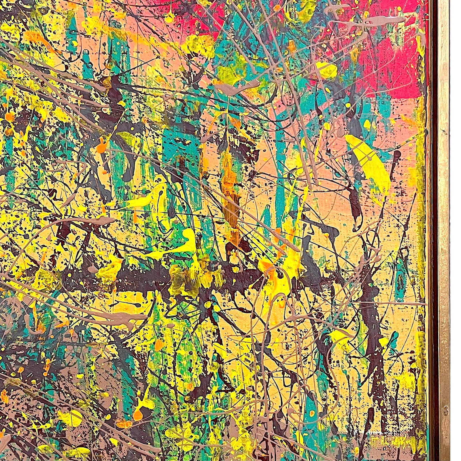 Vibrant Modern Abstract Drip Painting - Framed - Signed - 4