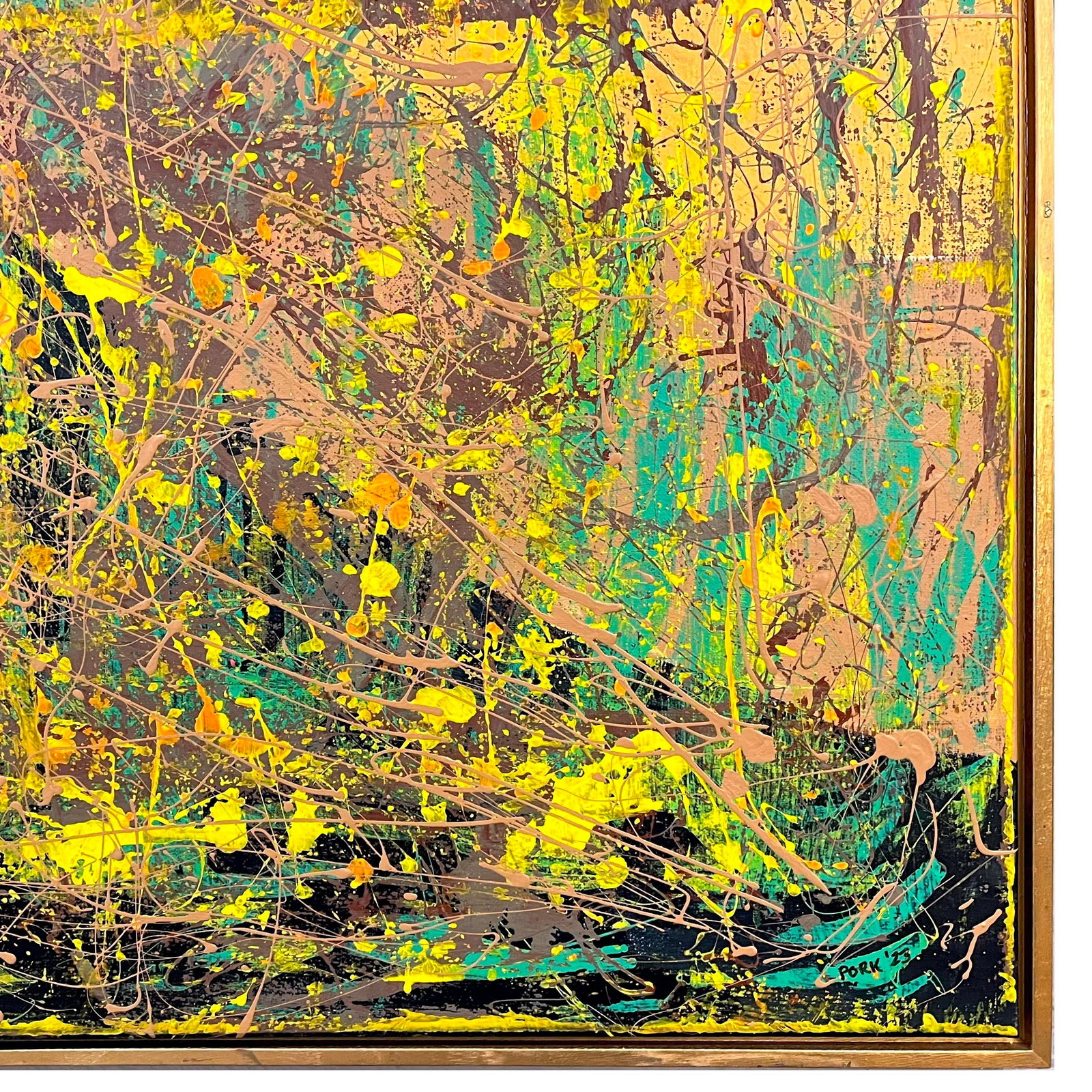 Vibrant Modern Abstract Drip Painting - Framed - Signed - 5
