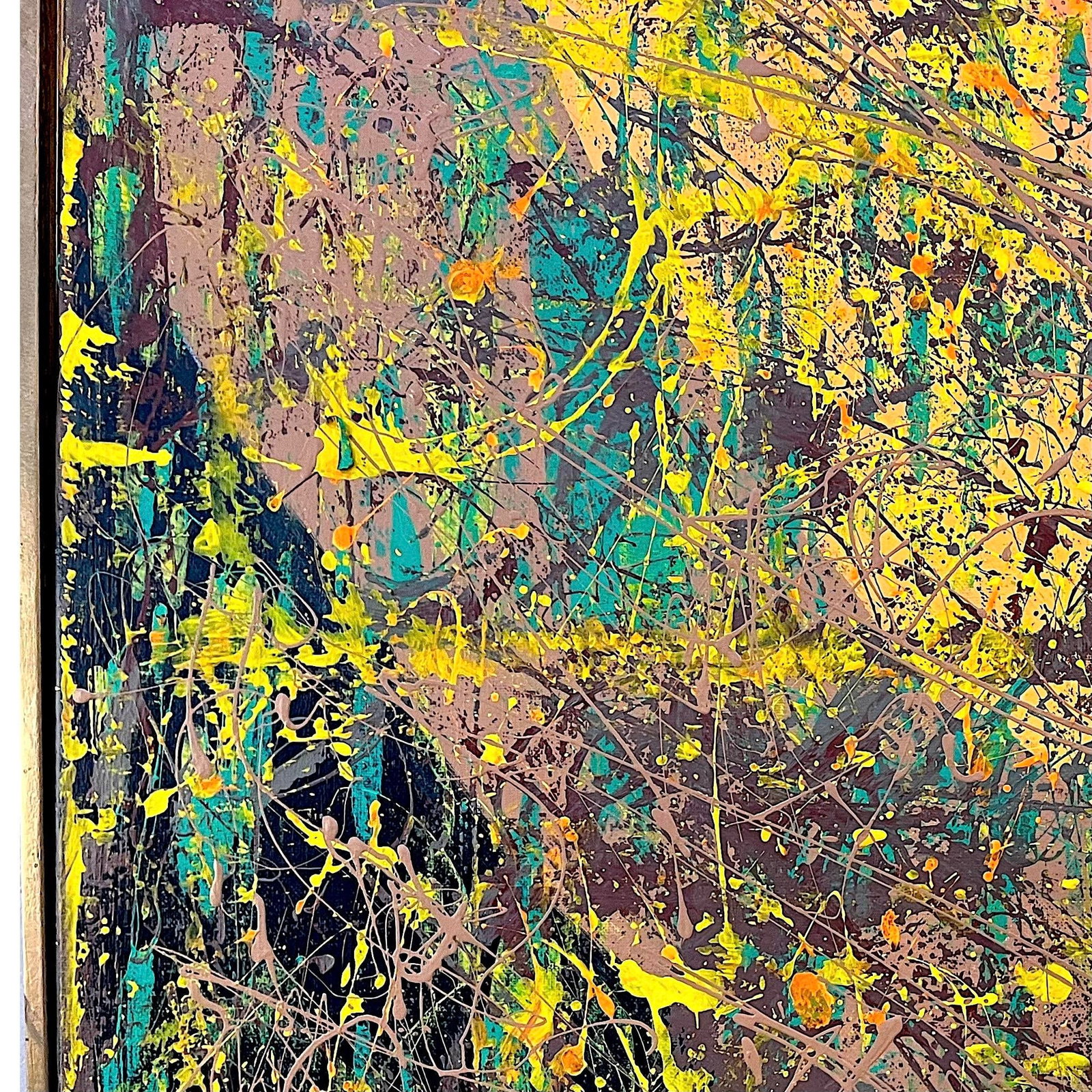 Vibrant Modern Abstract Drip Painting - Framed - Signed - 7