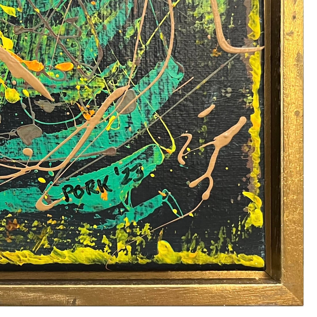 Vibrant Modern Abstract Drip Painting - Framed - Signed - 8