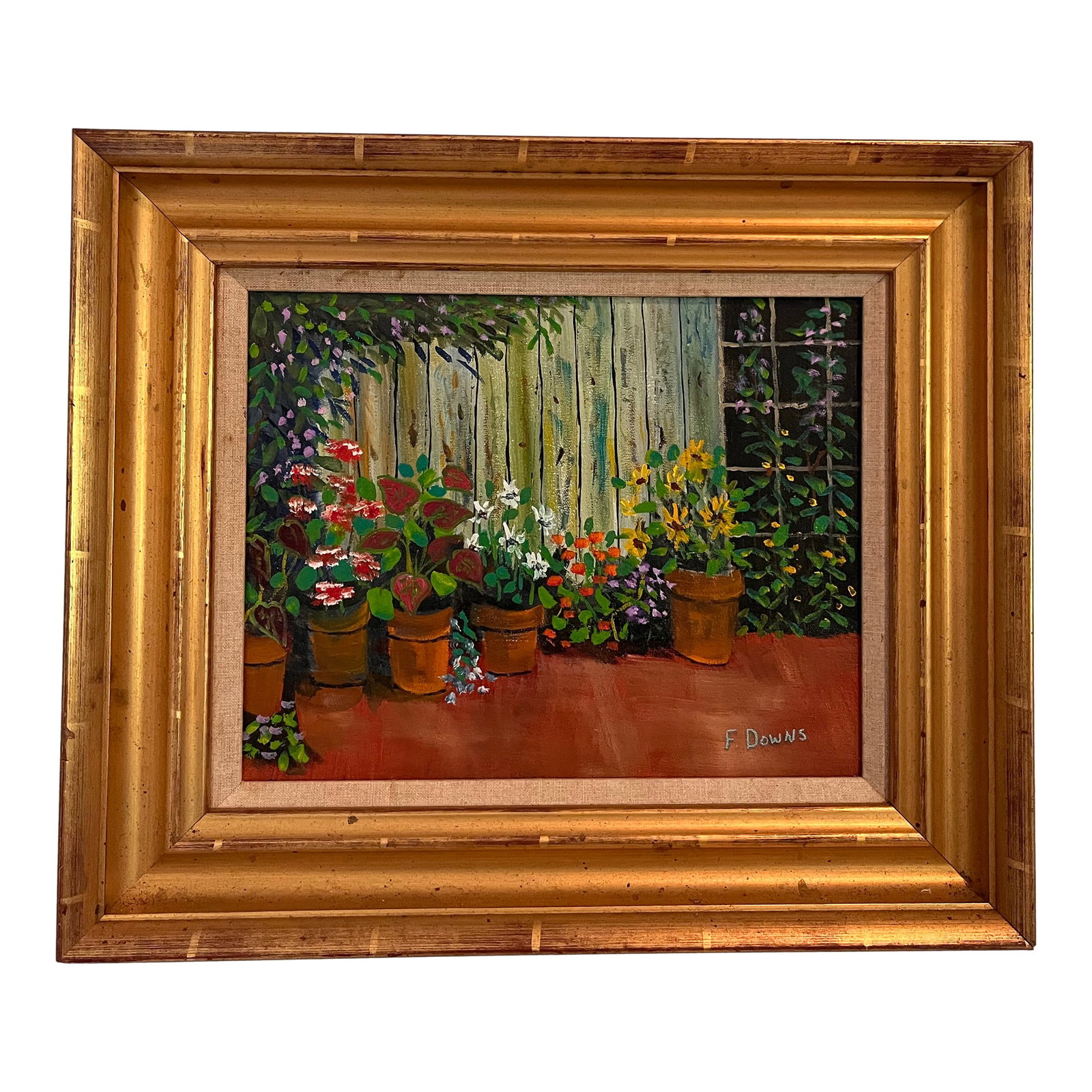 1980s Chairish Title Francis "Duke" Downs Palm Beach Florida Garden Oil Painting, Signed (1 of 6)