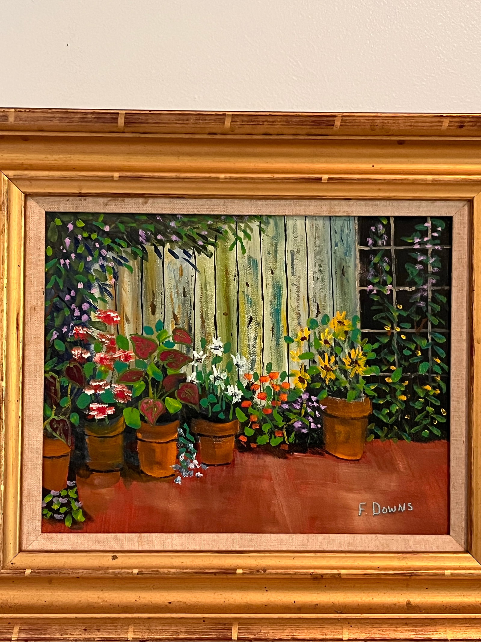 1980s Chairish Title Francis "Duke" Downs Palm Beach Florida Garden Oil Painting, Signed - 2