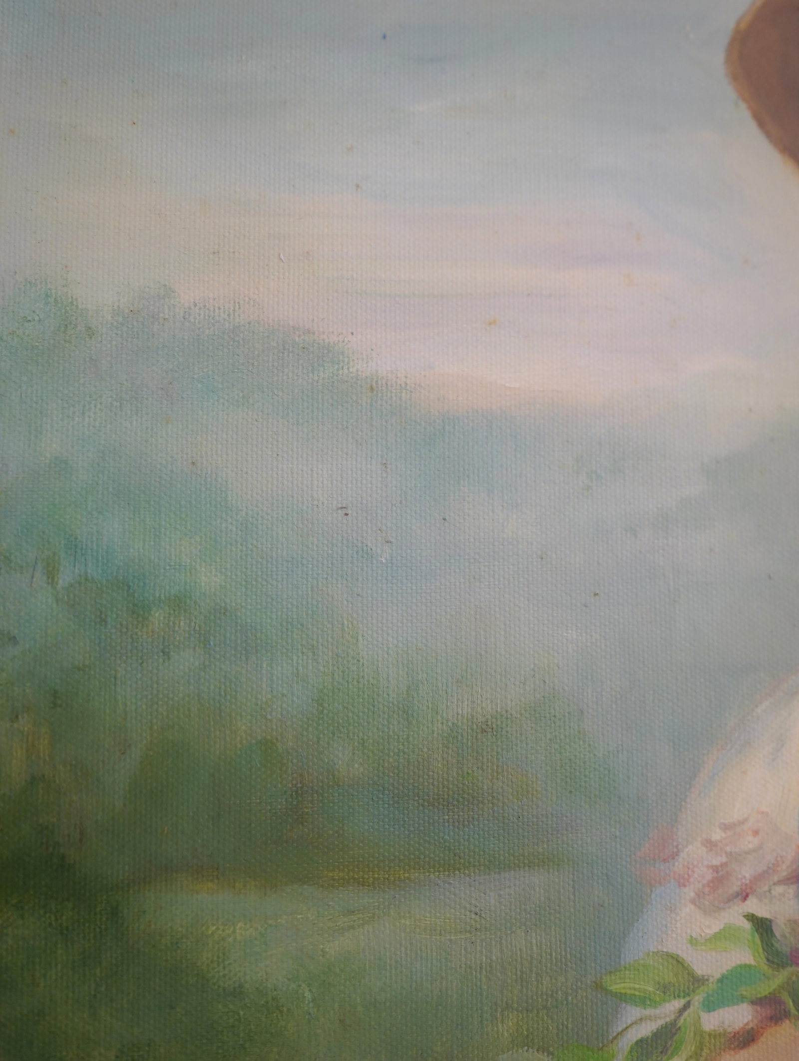 Girl With Flowers Framed Oil on Canvas Painting - 9