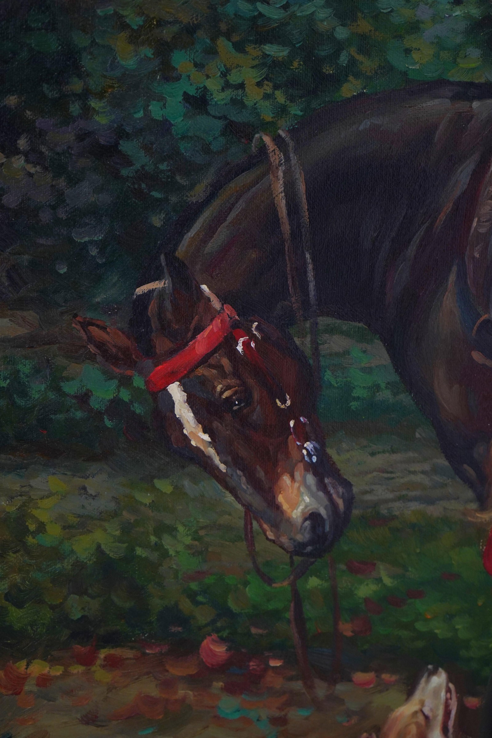 Horse Girl & Dog Hand Painted Oil on Canvas - 8