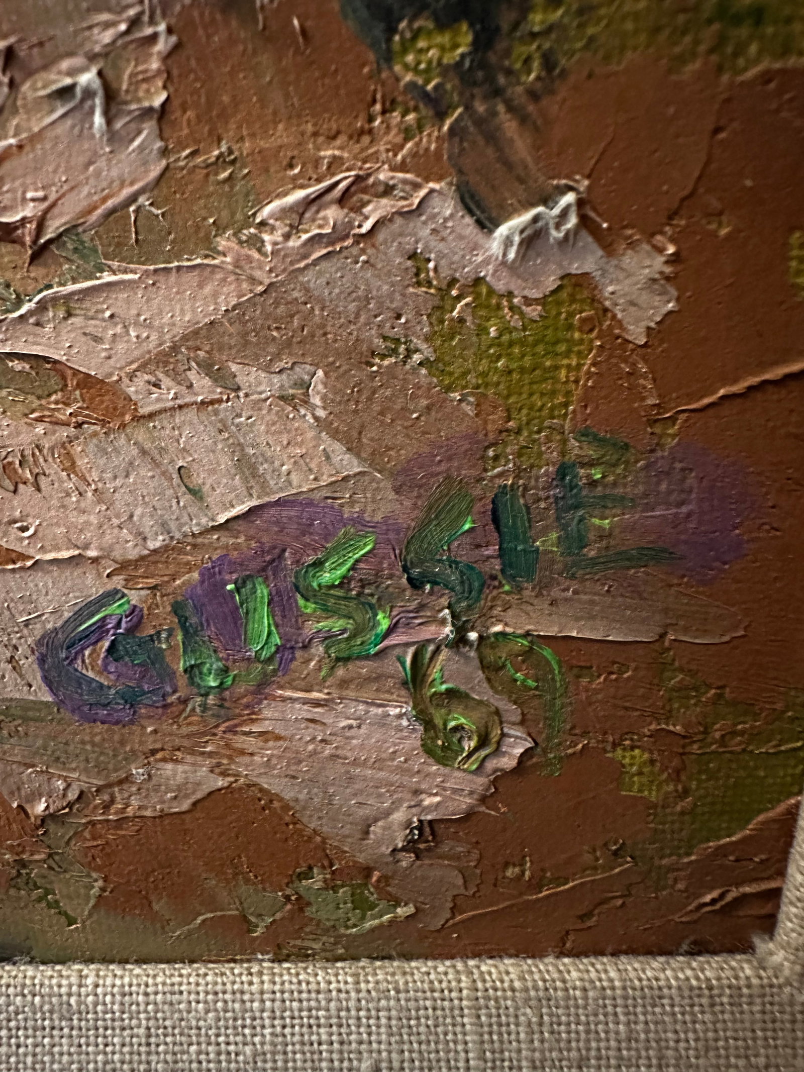 1969 Oil on Board Impressionist Landscape Signed "Gussie" - 5