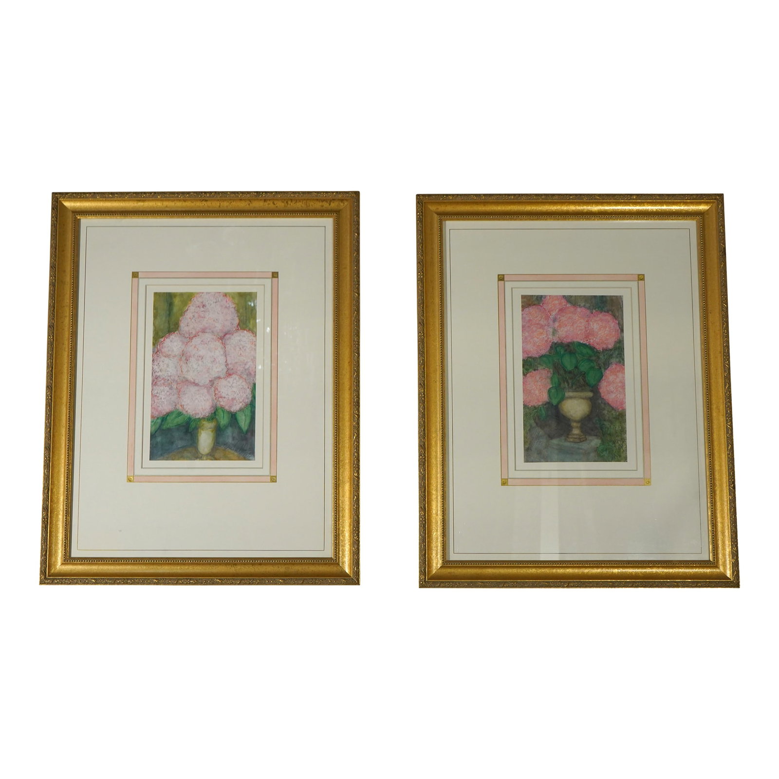 Pair of Pink Flowers Still Life Artwork - Signed (1 of 13)