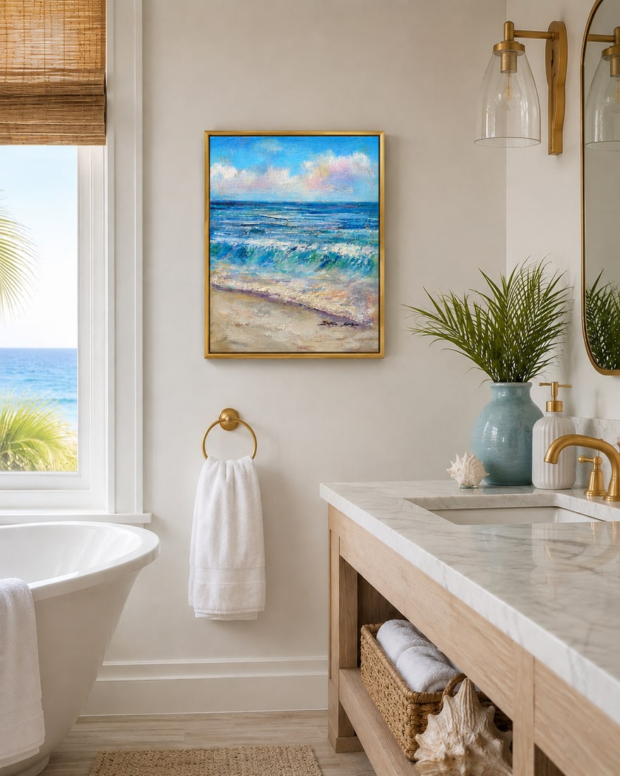 Original Coastal Ocean Waves Oil Painting by Eric Son | 8 X 10 Canvas | Impressionist Beach Art - 2