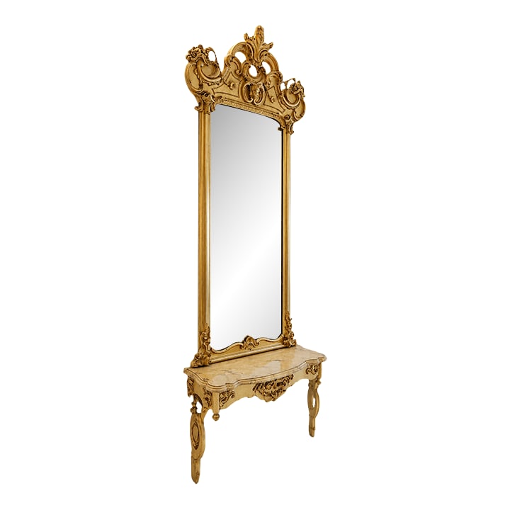 Monumental 19th-Century Rococo Revival Giltwood Pier Mirror &Amp; Matching Console, C. 1860-1875 (1 of 13)