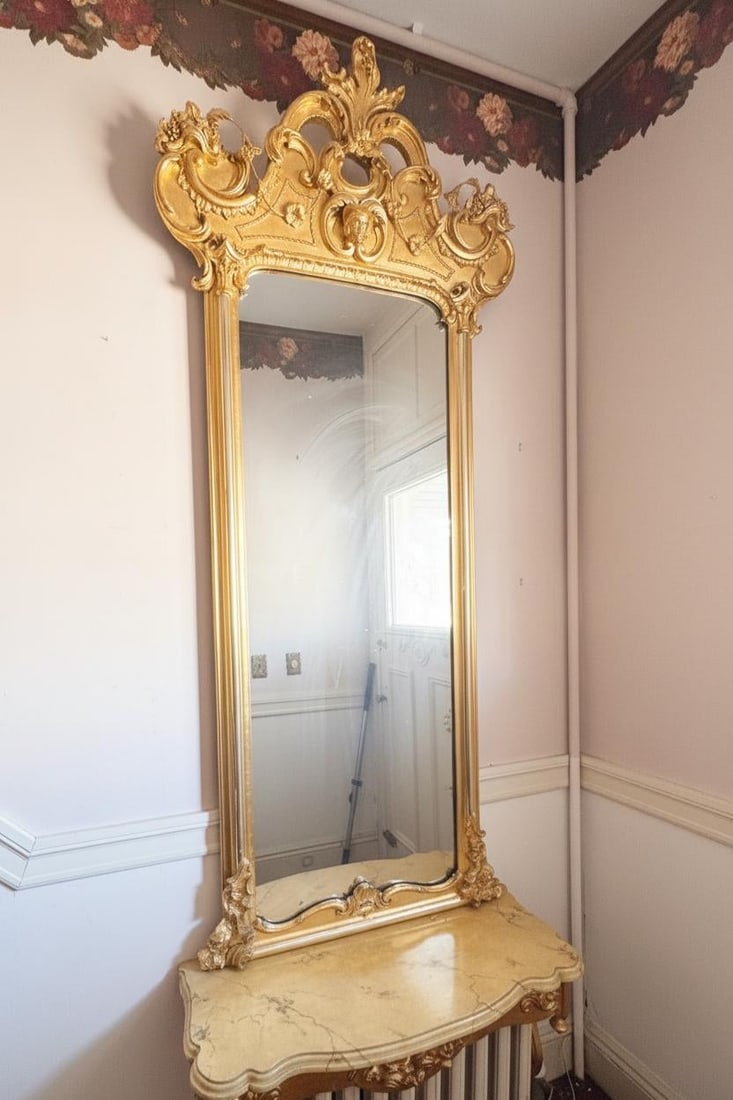 Monumental 19th-Century Rococo Revival Giltwood Pier Mirror &Amp; Matching Console, C. 1860-1875 - 4