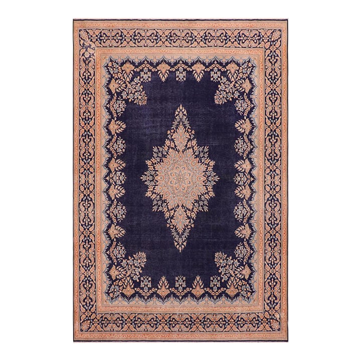 Shabby Chic Vintage 1990's Blue/Brown Wool Rug - 9'10'' X 12'8'' (1 of 10)