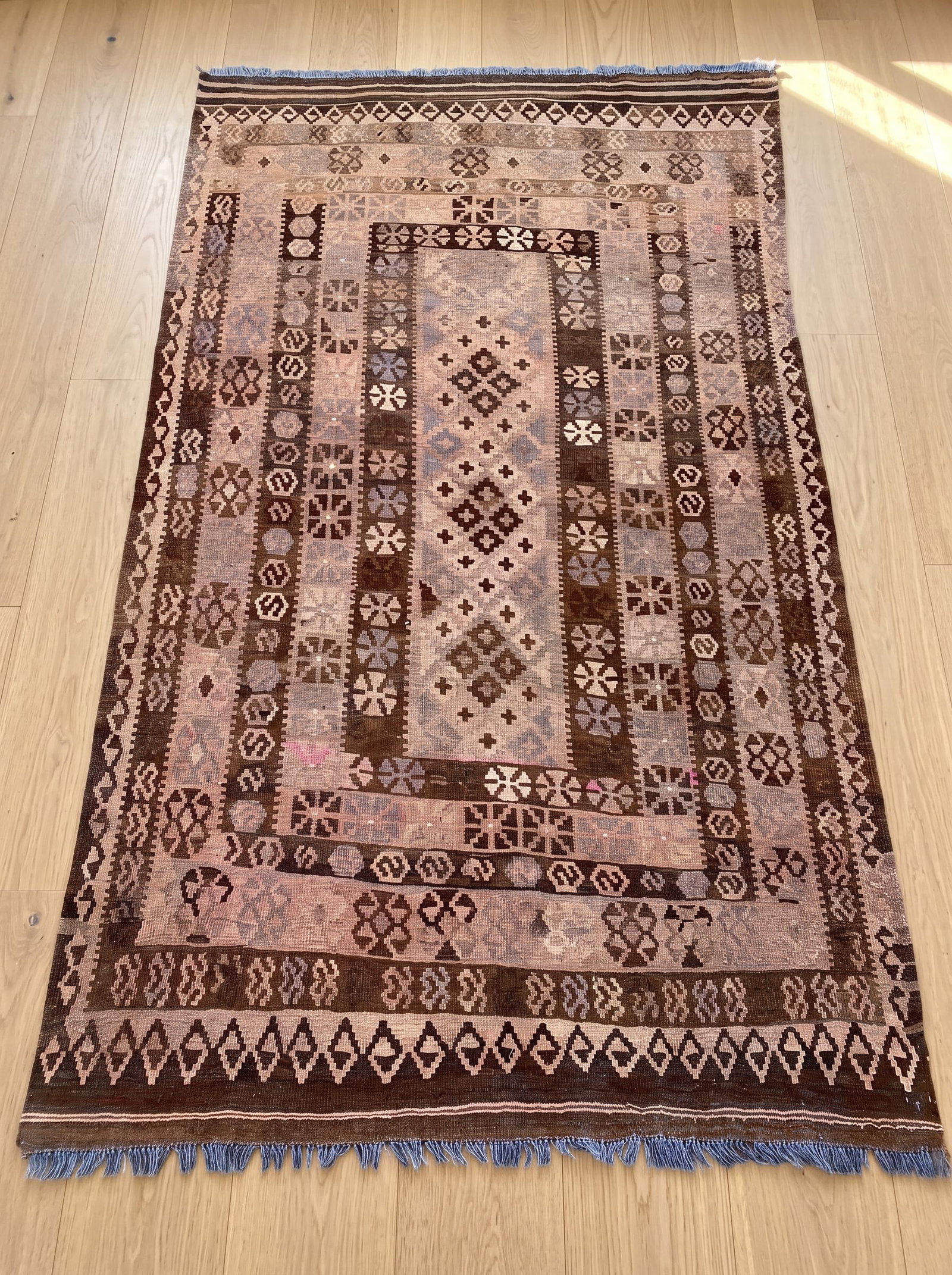 Vintage Afghan Handwoven Sheep Wool Kilim Rug - 2