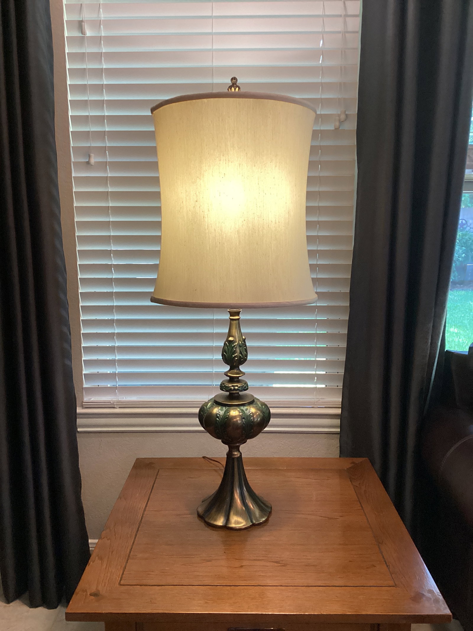 Mid 20th Century Hollywood Regency Rembrandt Brass Lamps With Original Shades - A Pair - 2