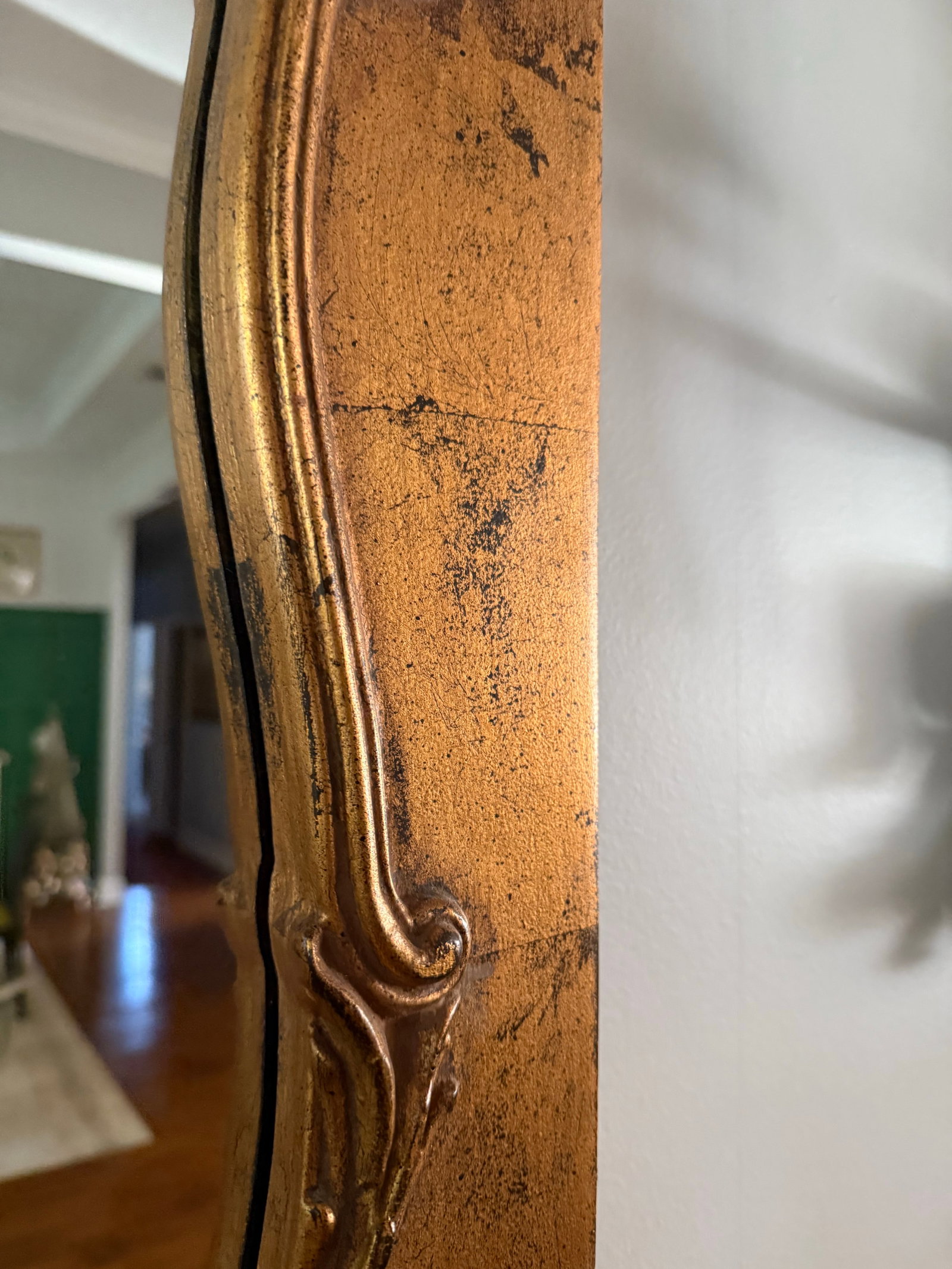 Grand 72" Vintage French Louis XV Style Giltwood Trumeau Mirror - 3