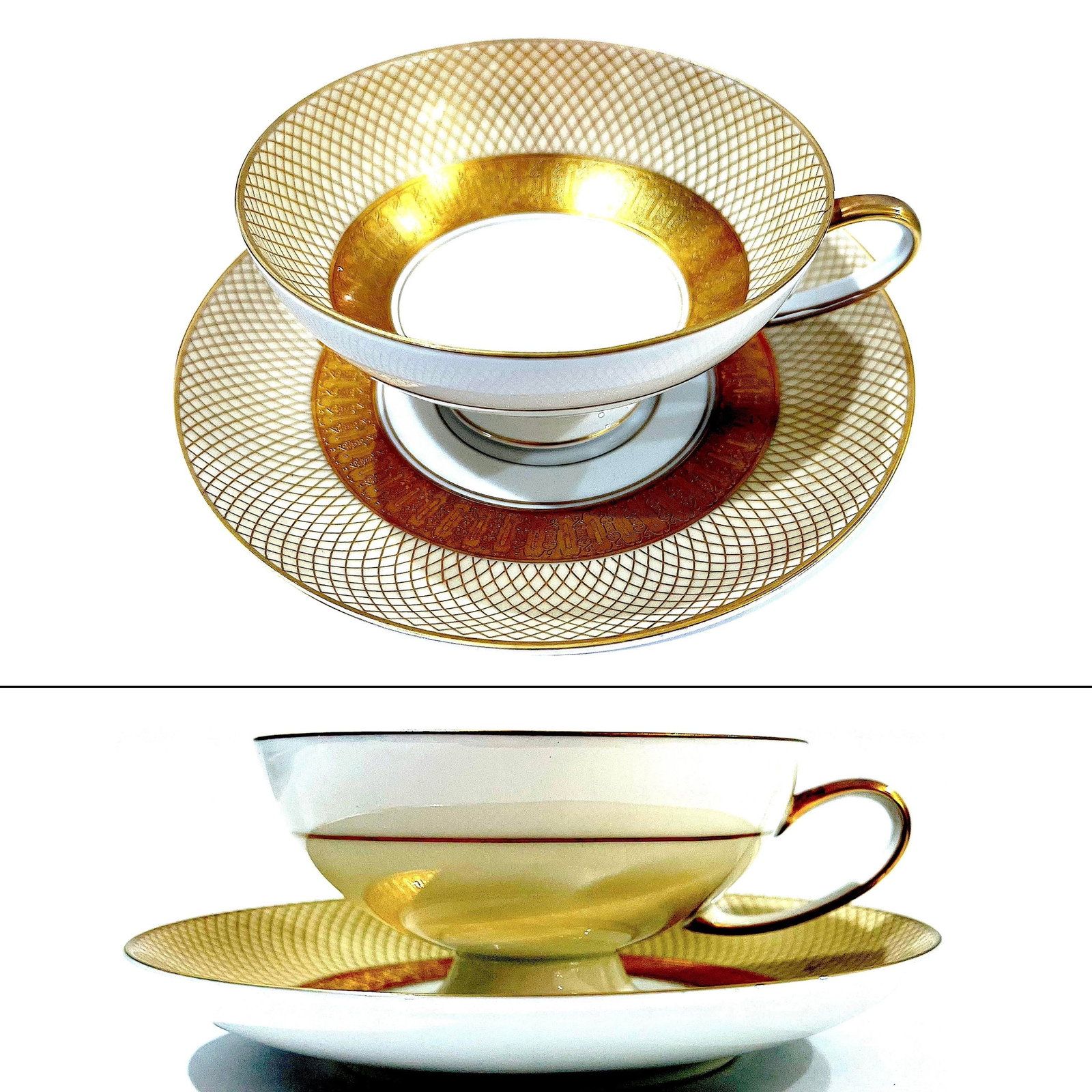 1960s Rosenthal Golden Grail Encrusted Gold Porcelain Dinnerware by Raymond Loewy - 45 Piece Service - 10