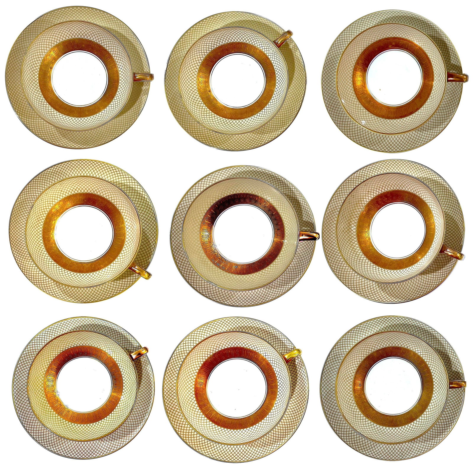 1960s Rosenthal Golden Grail Encrusted Gold Porcelain Dinnerware by Raymond Loewy - 45 Piece Service - 11