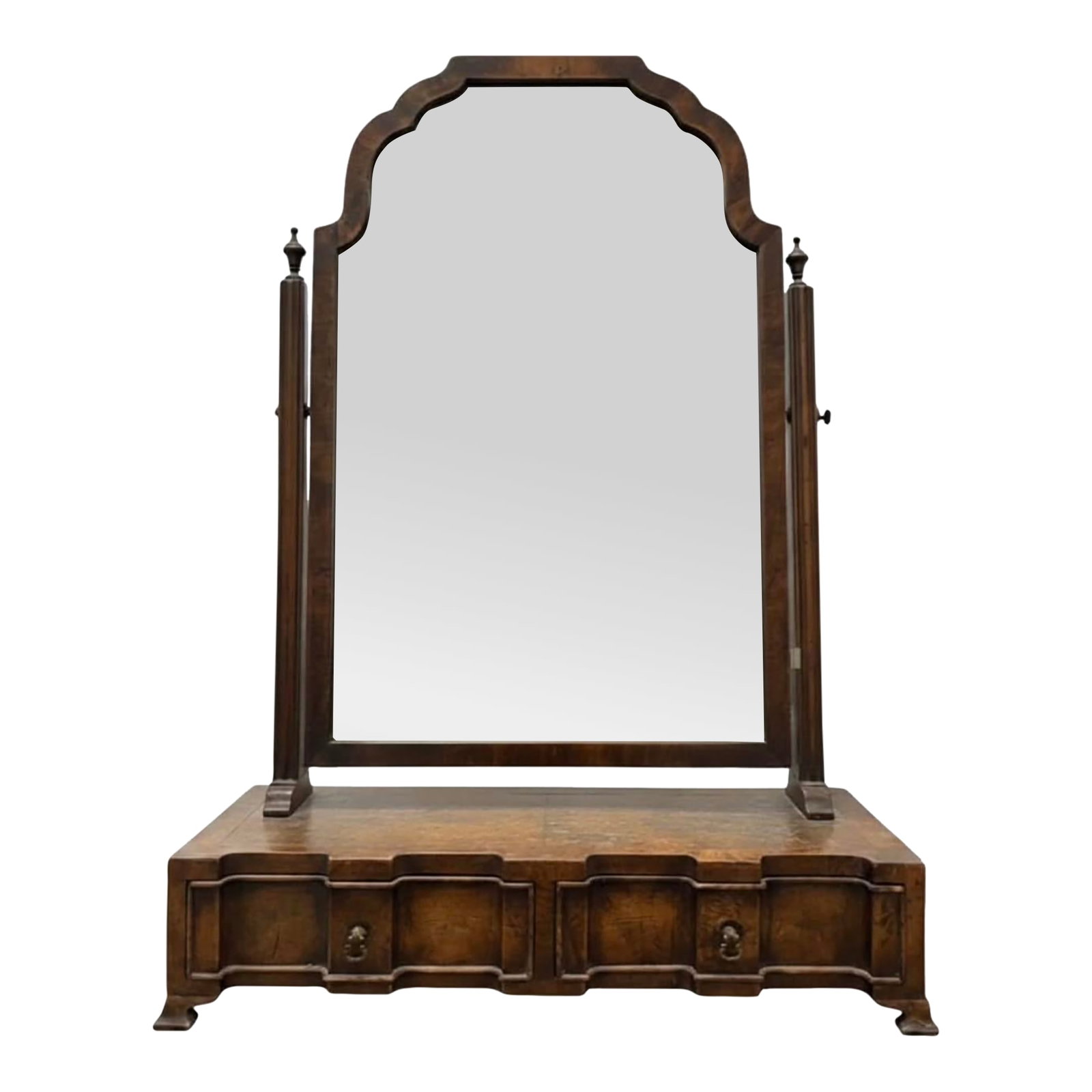 Early 20th Century Georgian Revival Walnut Dressing Mirror With Drawers (1 of 8)