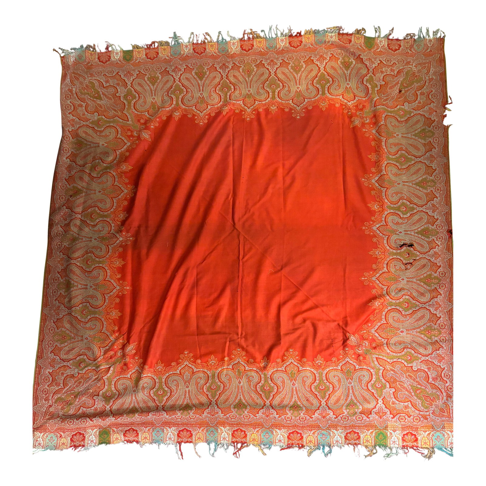Antique Indian Paisley Shawl Throw [Tv] (1 of 12)