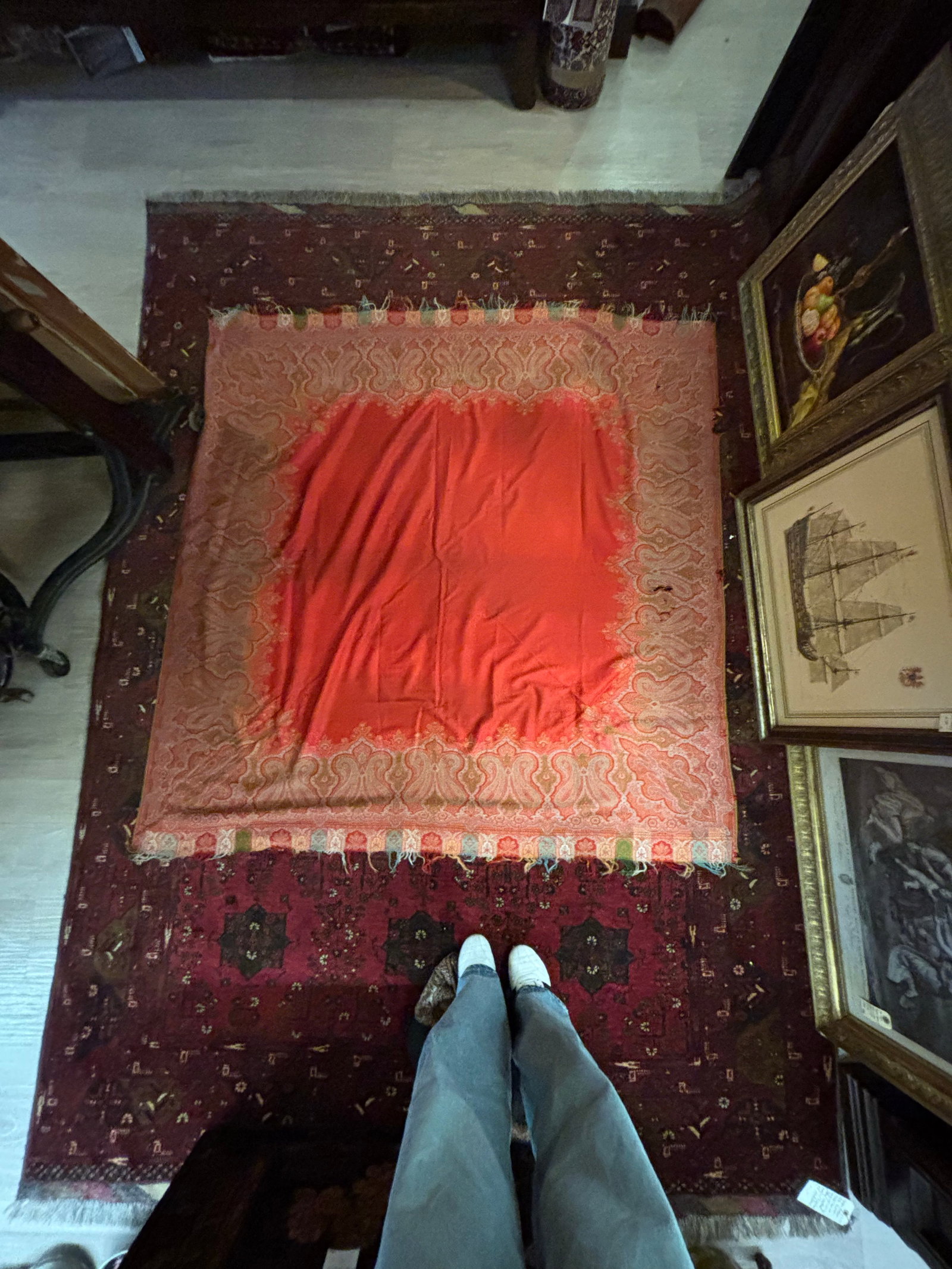 Antique Indian Paisley Shawl Throw [Tv] - 2