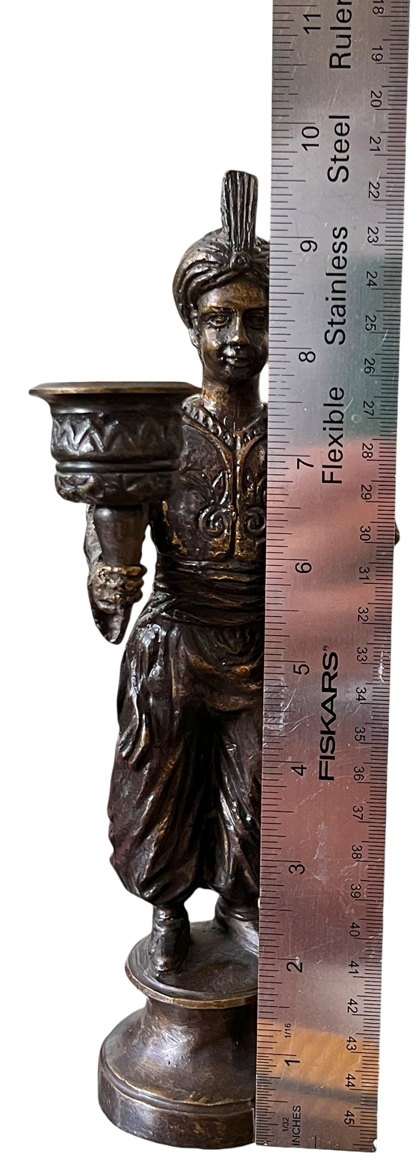 Vintage Maitland-Smith Attributed Bronze Turbaned Attendant Figural Candlesticks Manner of Tony Duqu - 12