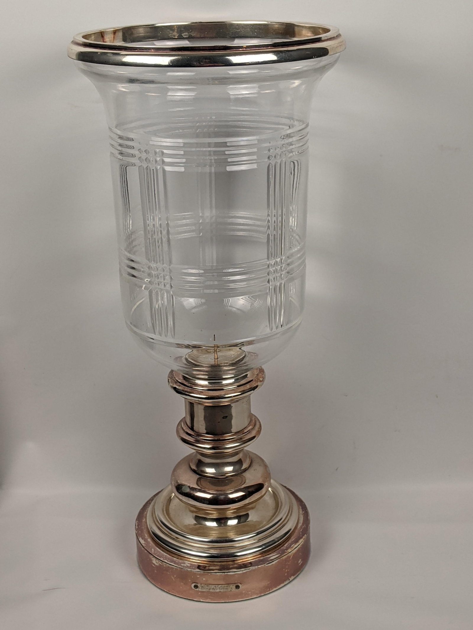 Ralph Lauren Home Silver-Tone Metal & Cut-Pattern Glass Hurricane Candle Holder - 10