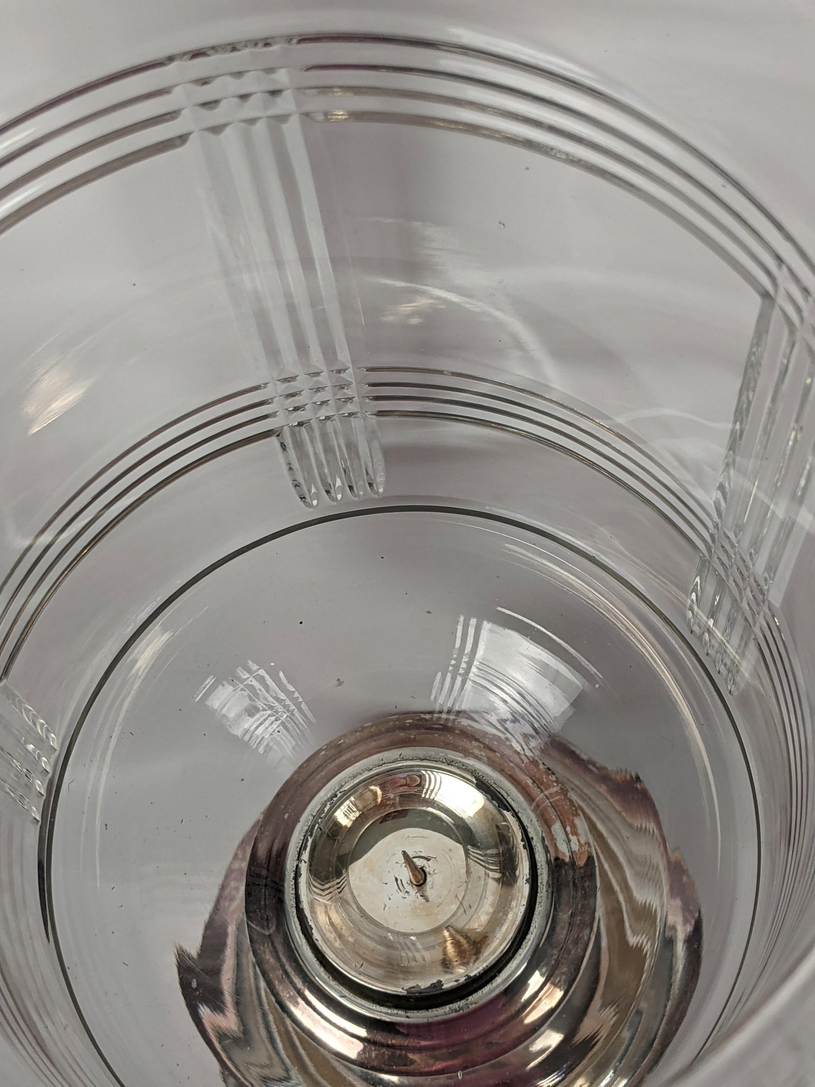 Ralph Lauren Home Silver-Tone Metal & Cut-Pattern Glass Hurricane Candle Holder - 11