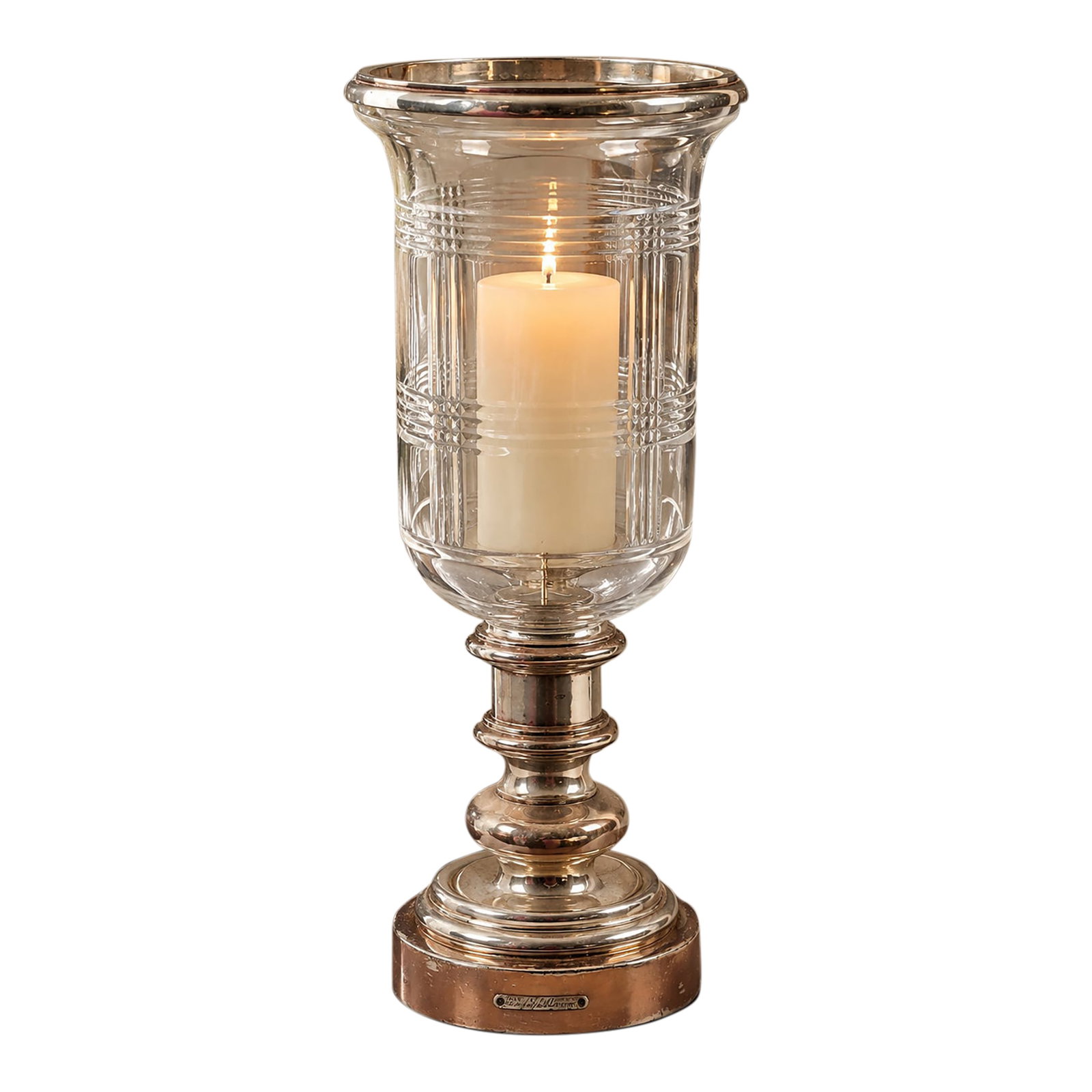 Ralph Lauren Home Silver-Tone Metal & Cut-Pattern Glass Hurricane Candle Holder (1 of 13)