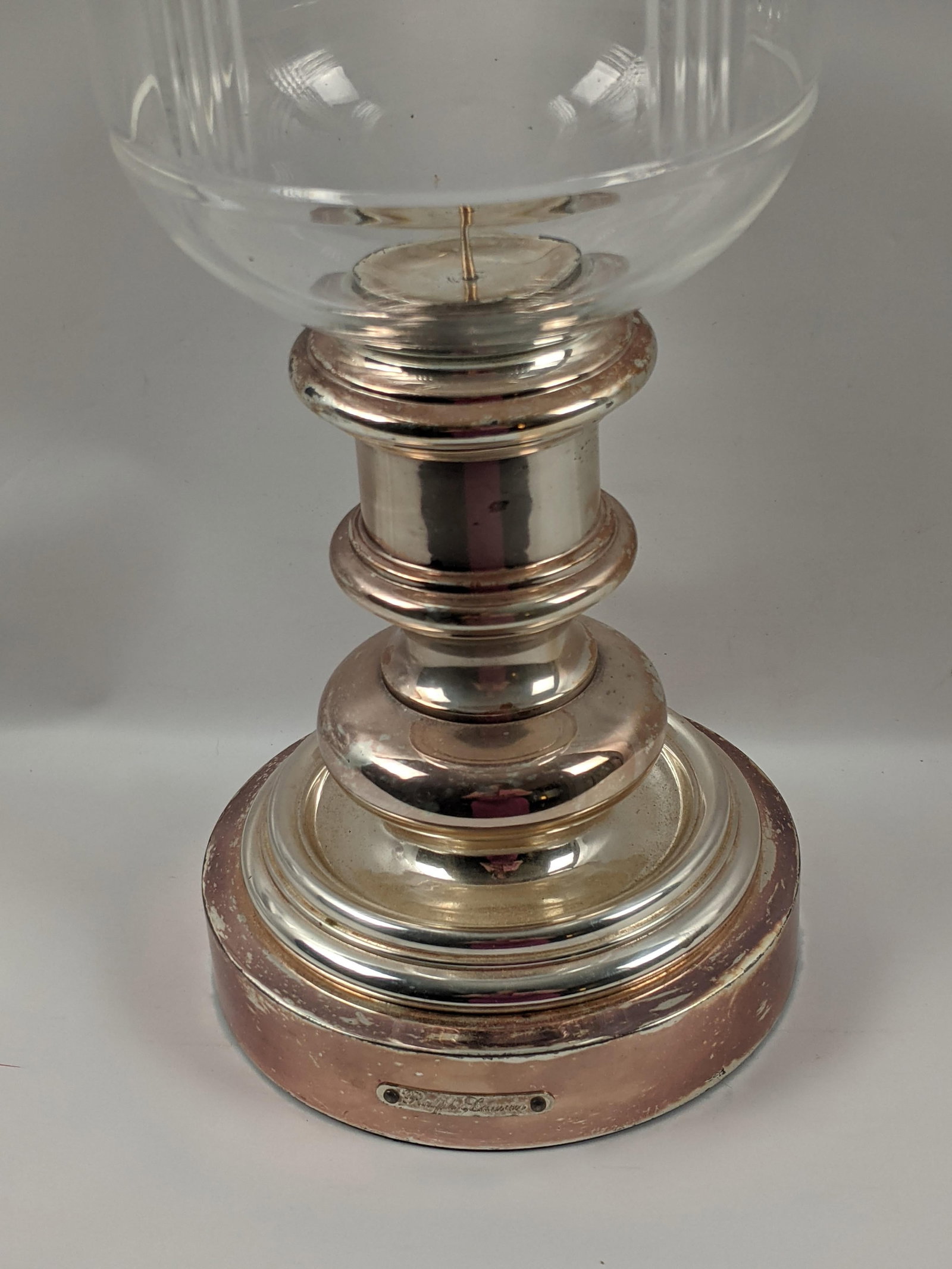 Ralph Lauren Home Silver-Tone Metal & Cut-Pattern Glass Hurricane Candle Holder - 3