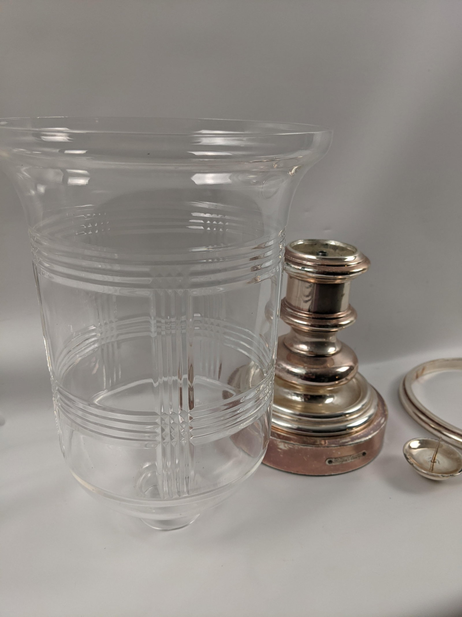Ralph Lauren Home Silver-Tone Metal & Cut-Pattern Glass Hurricane Candle Holder - 5
