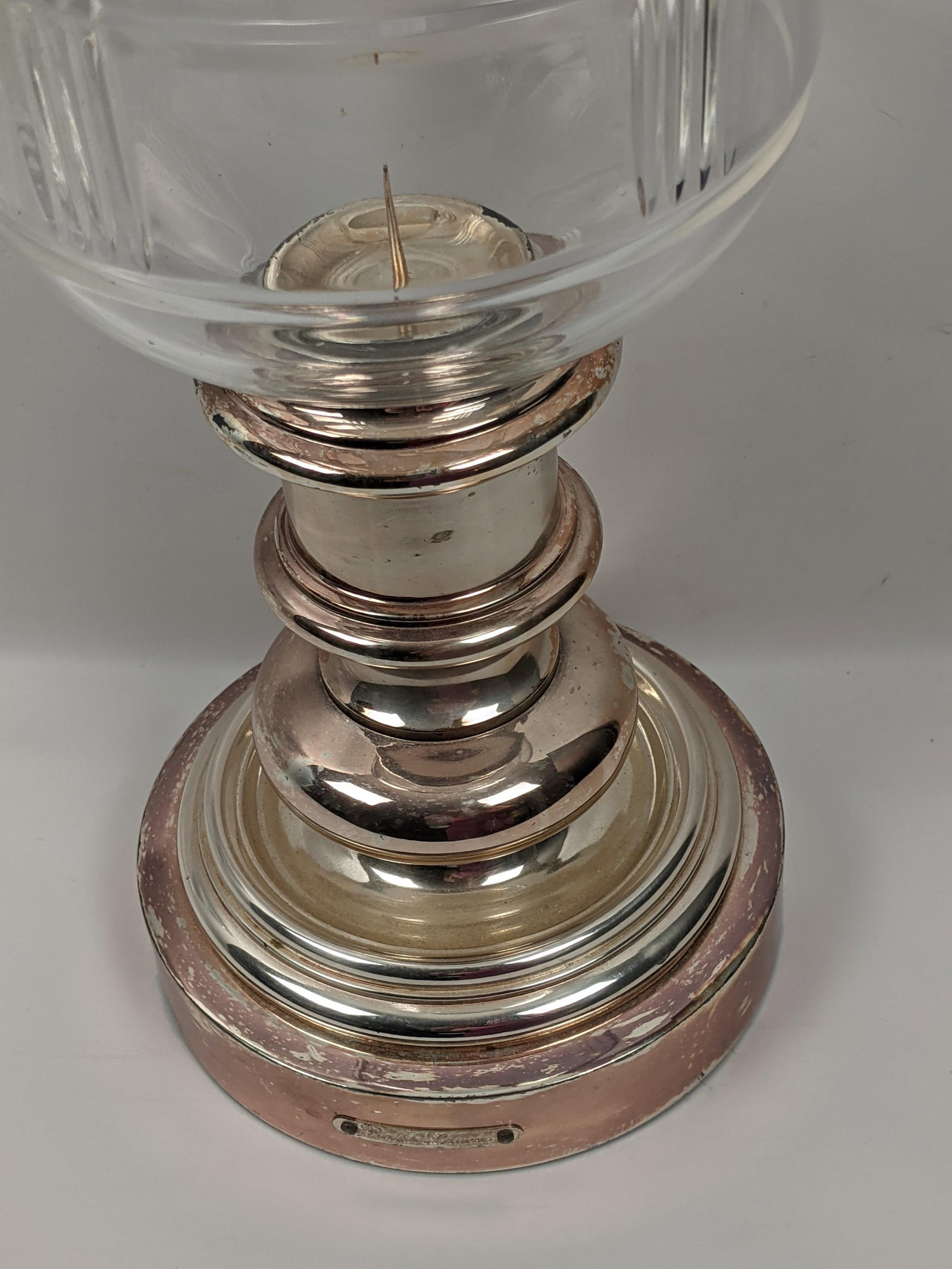 Ralph Lauren Home Silver-Tone Metal & Cut-Pattern Glass Hurricane Candle Holder - 9