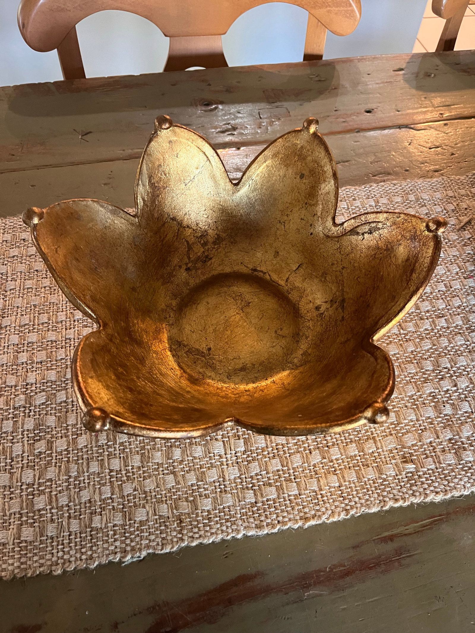 Vintage Horchow Italian Gilt Sculptural Flower Bowl. - 3