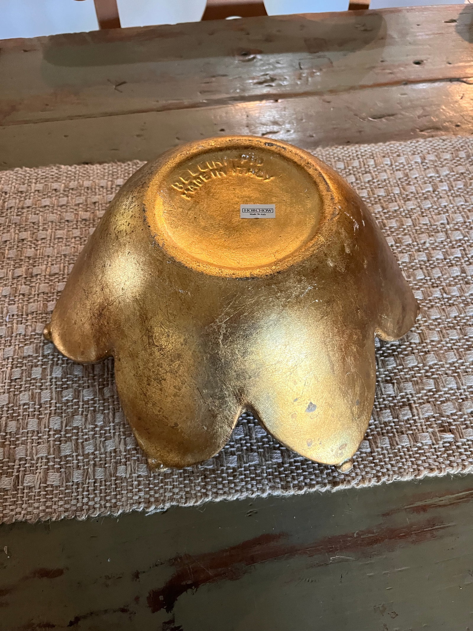 Vintage Horchow Italian Gilt Sculptural Flower Bowl. - 5