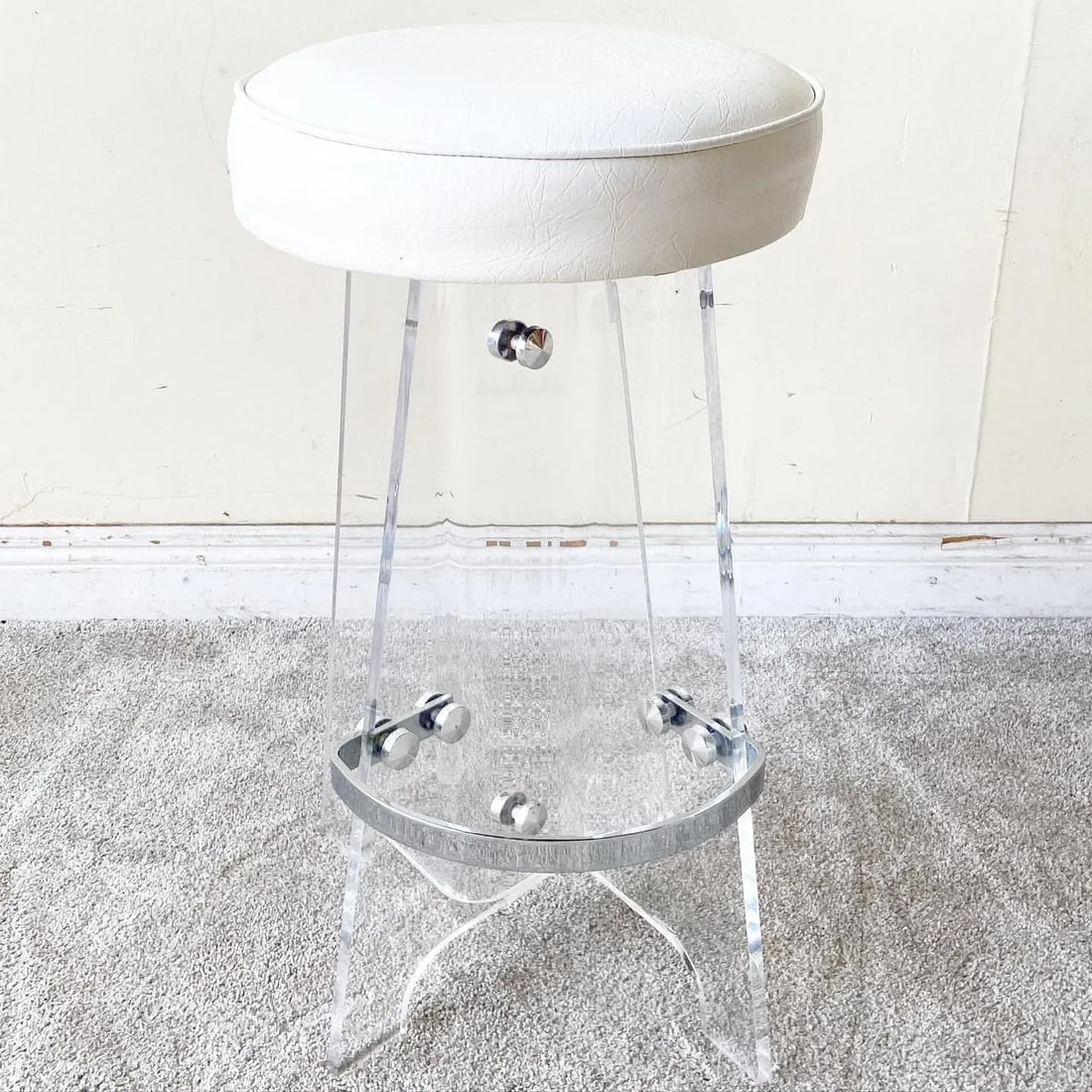 Mid-Century Modern Lucite and Chrome Bar Stool - 2