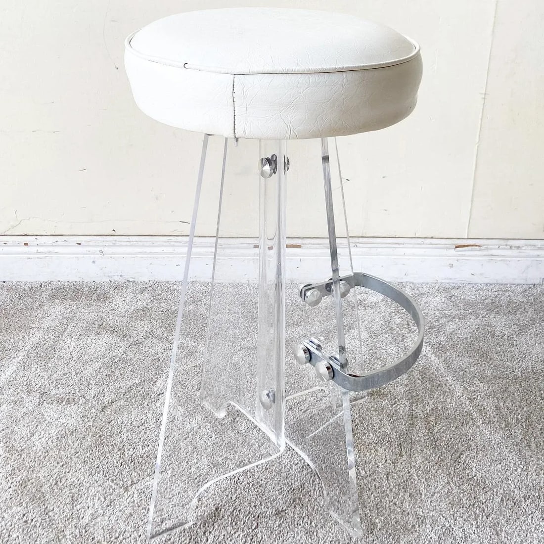 Mid-Century Modern Lucite and Chrome Bar Stool - 4
