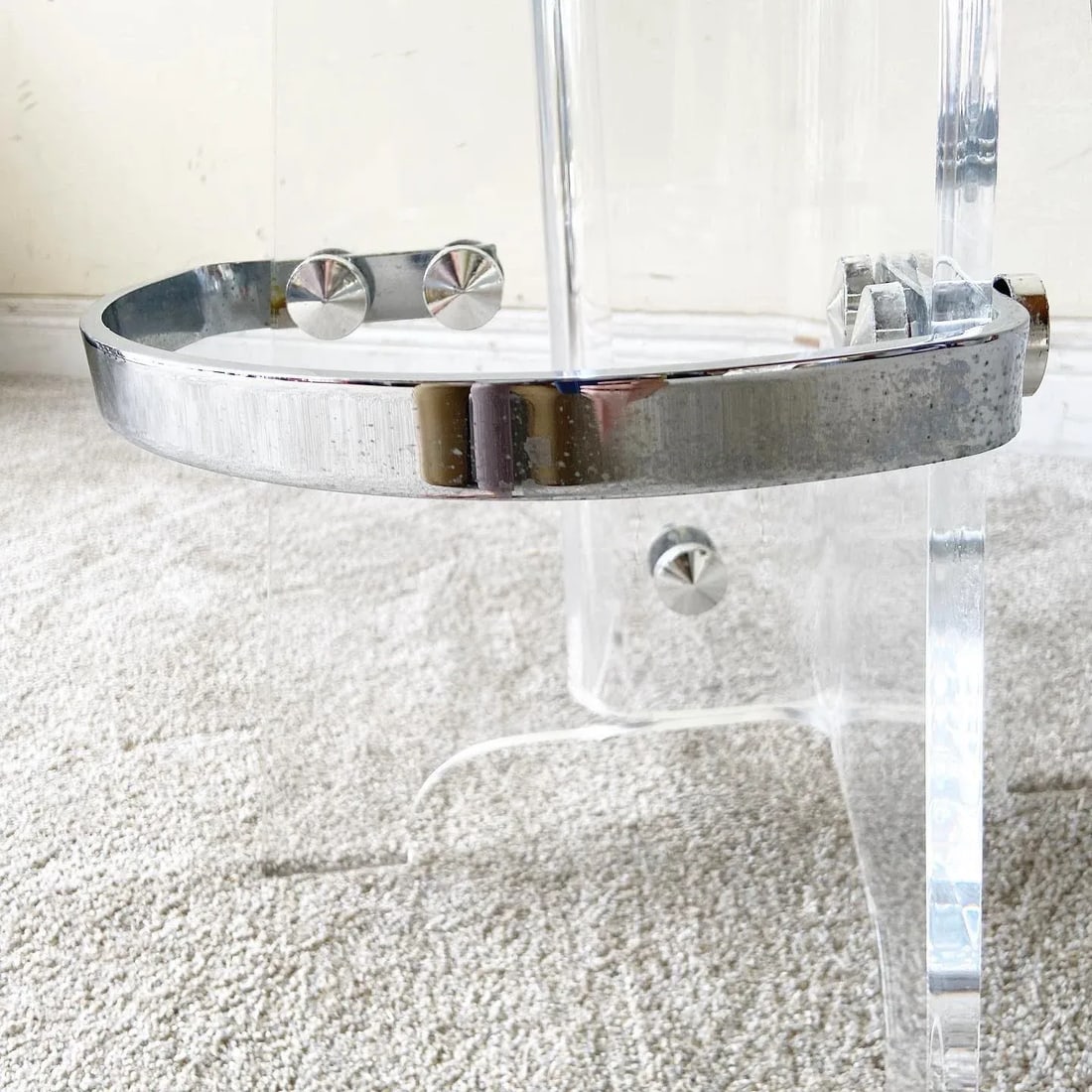 Mid-Century Modern Lucite and Chrome Bar Stool - 6