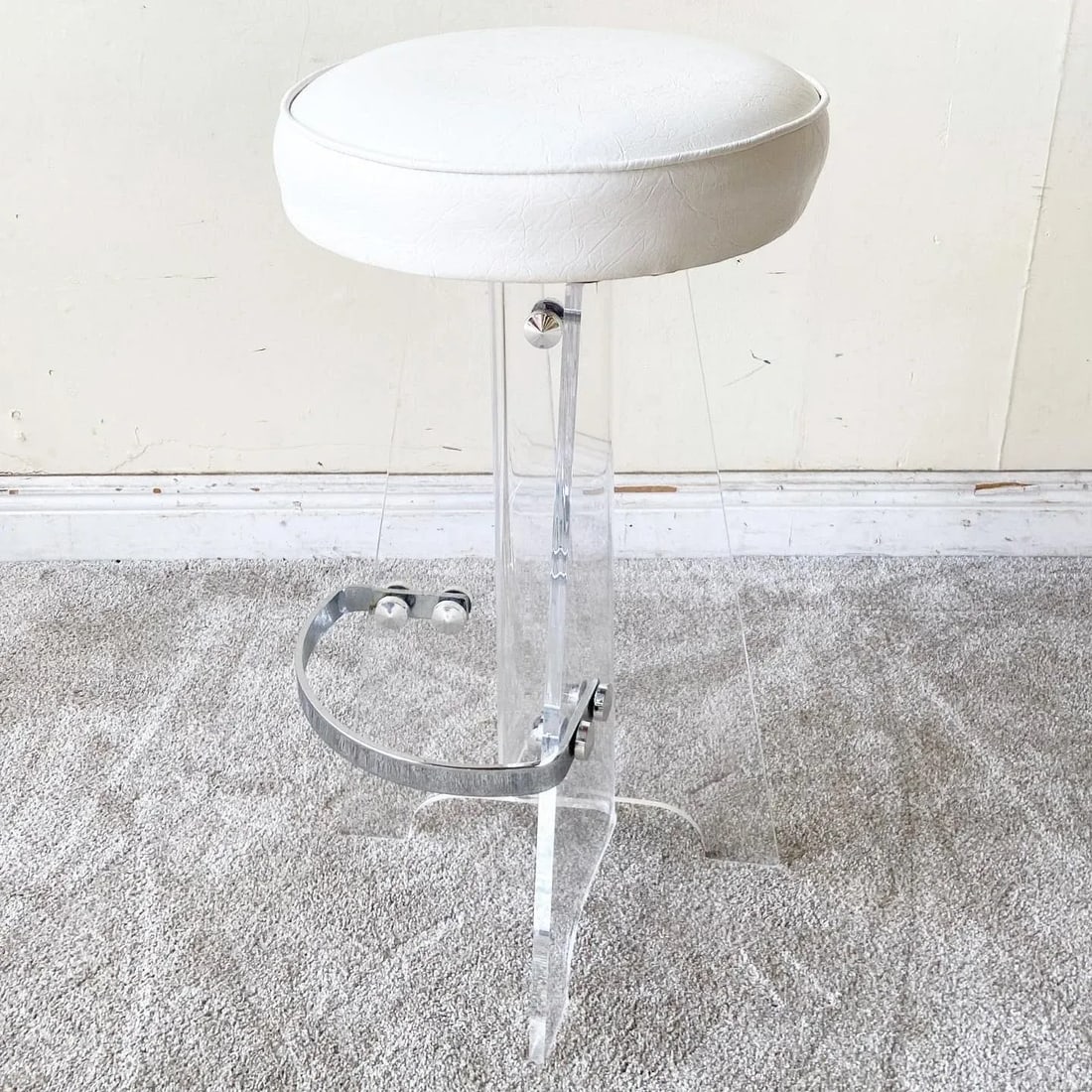 Mid-Century Modern Lucite and Chrome Bar Stool - 9
