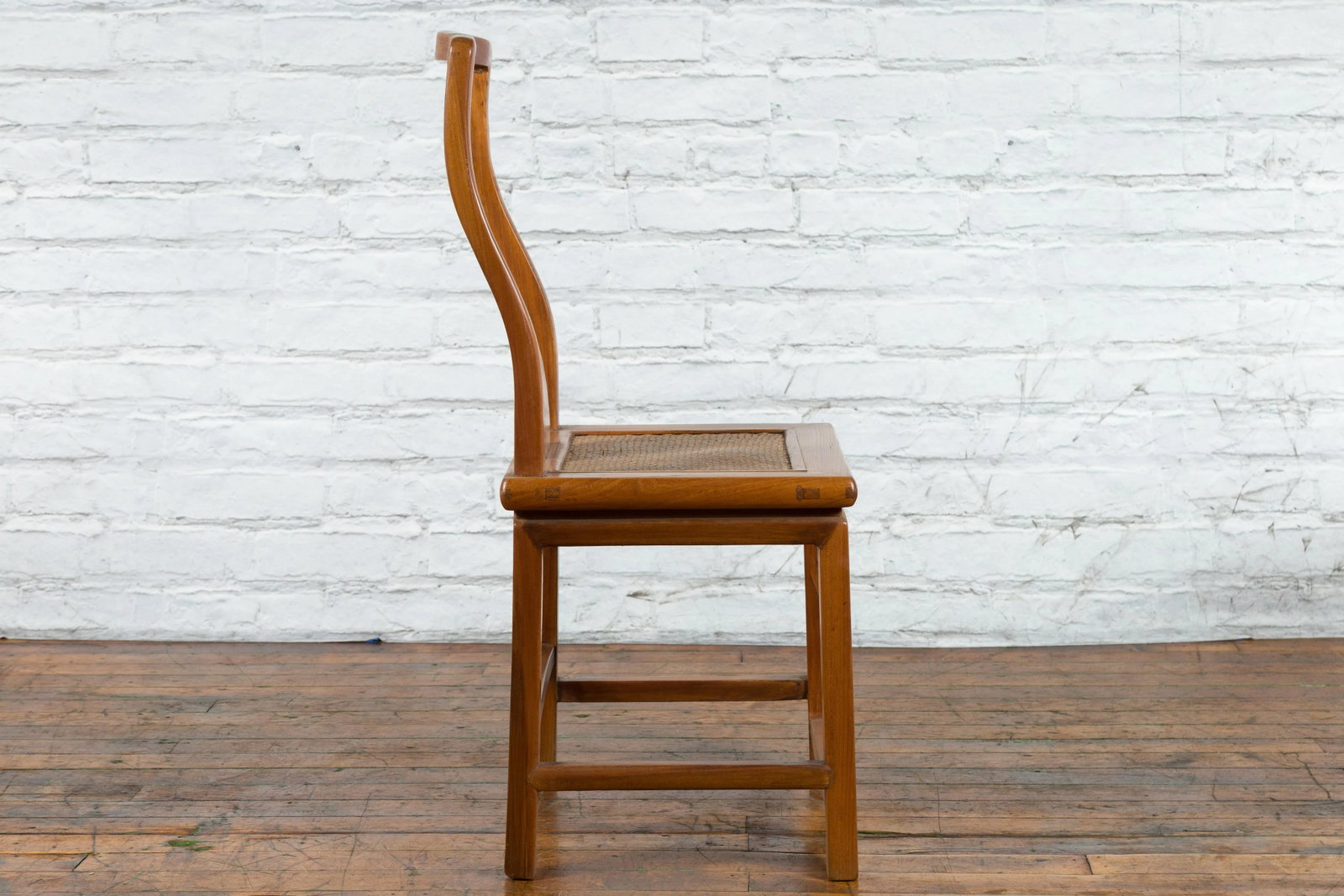 Early 20th Century Chinese Carved Elmwood & Rattan Seat Side Chair - 10