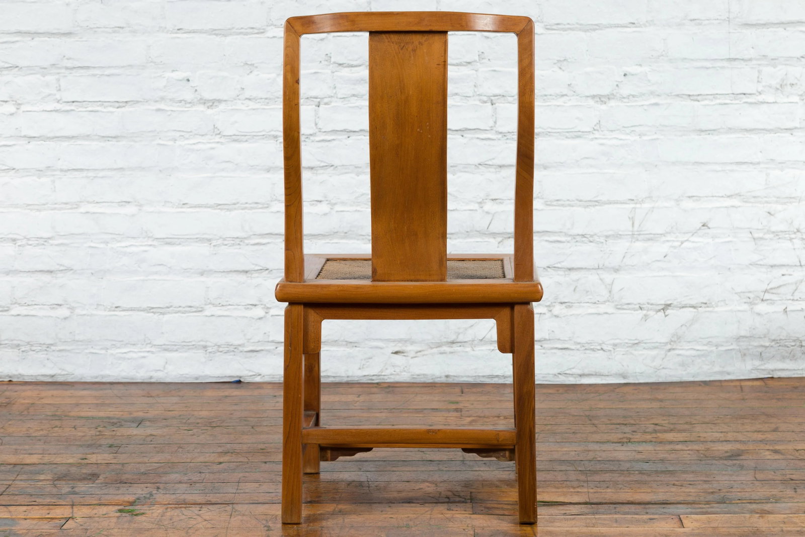 Early 20th Century Chinese Carved Elmwood & Rattan Seat Side Chair - 11