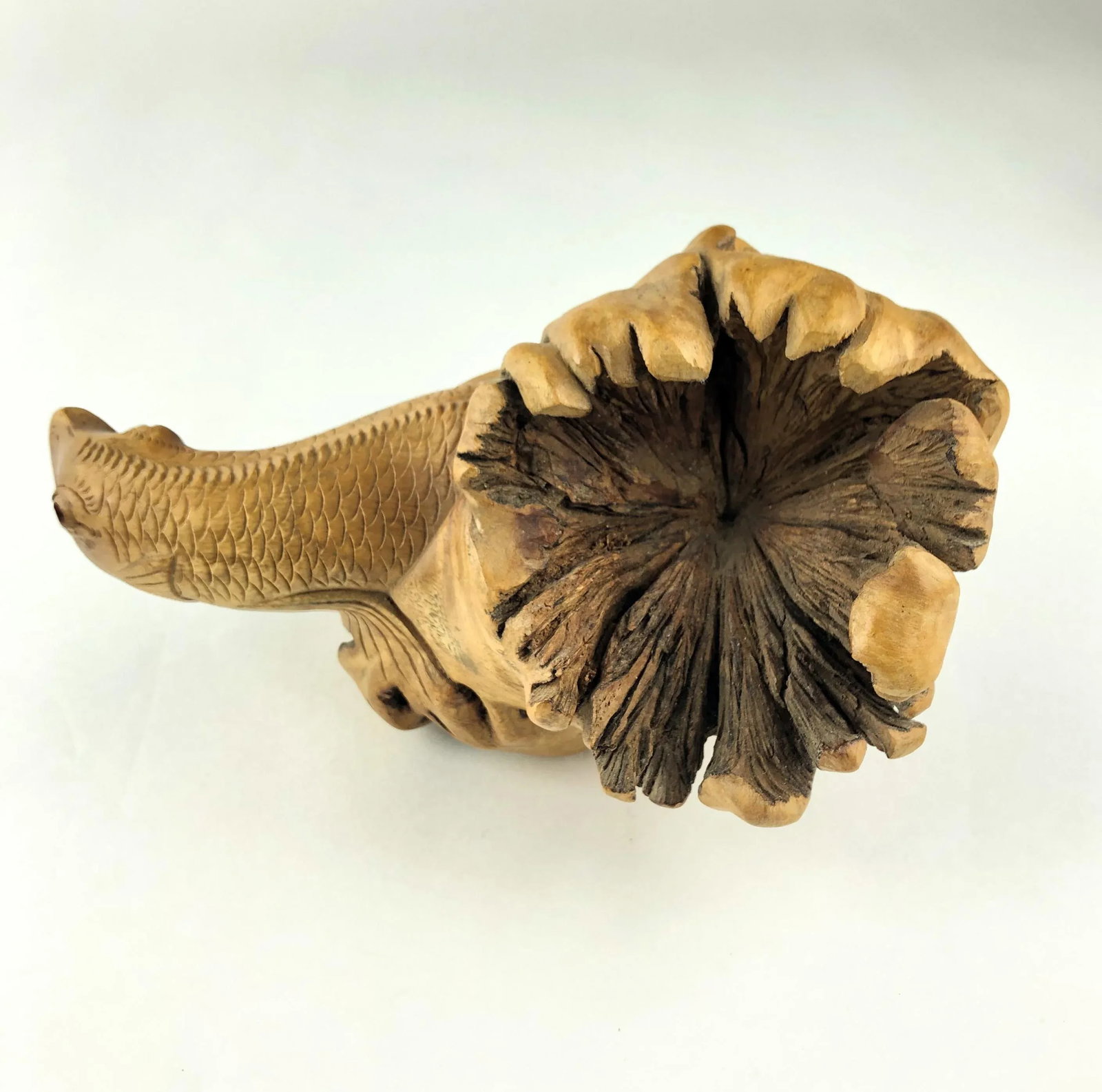 Antique Cypress Wood Auspicious Sea Monster Carving - 7