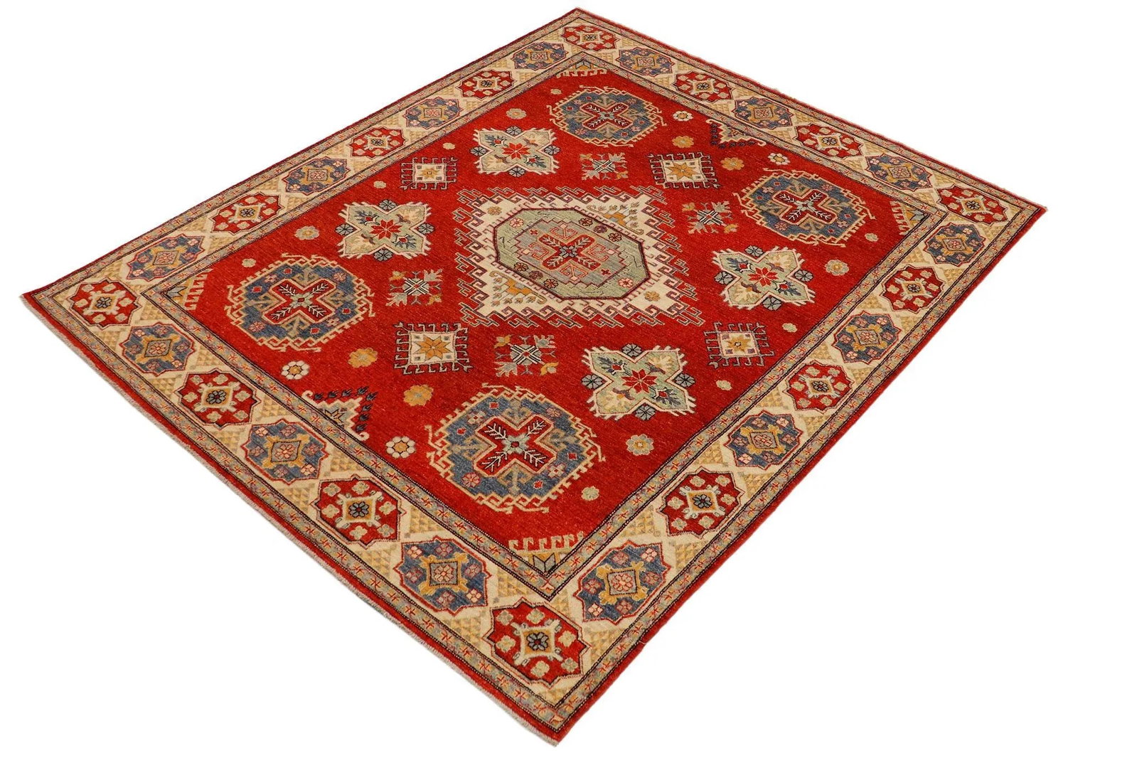 1990s Abstract Kazak Orange/Beige Wool Rug - 8'0'' X 9'8'' - 3