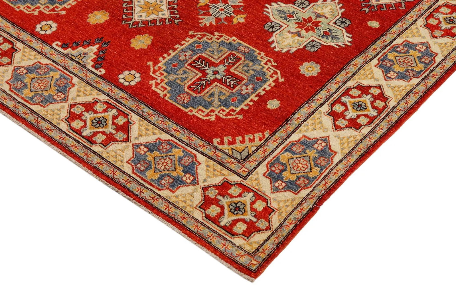 1990s Abstract Kazak Orange/Beige Wool Rug - 8'0'' X 9'8'' - 4