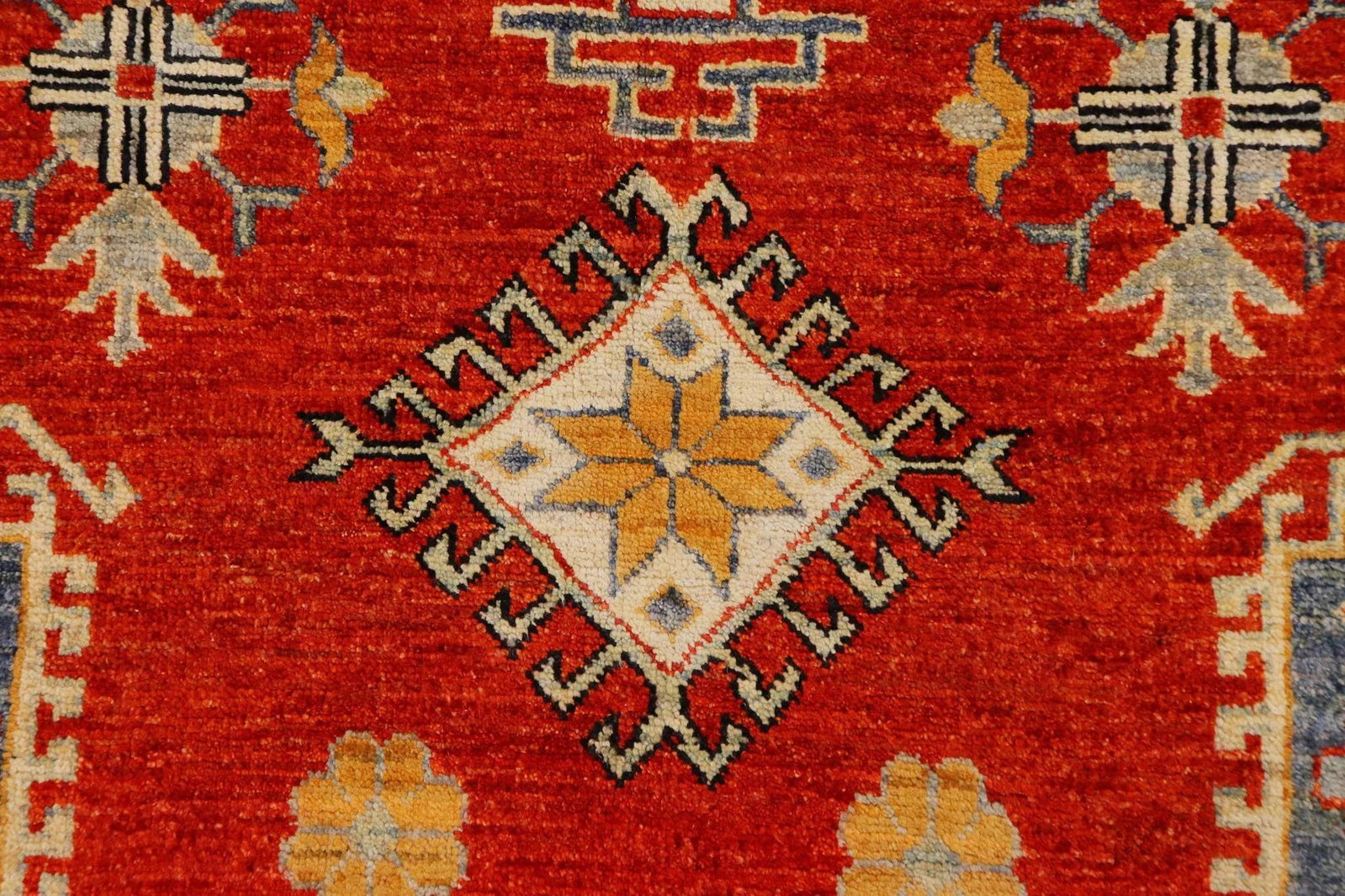 1990s Abstract Kazak Orange/Beige Wool Rug - 8'0'' X 9'8'' - 5
