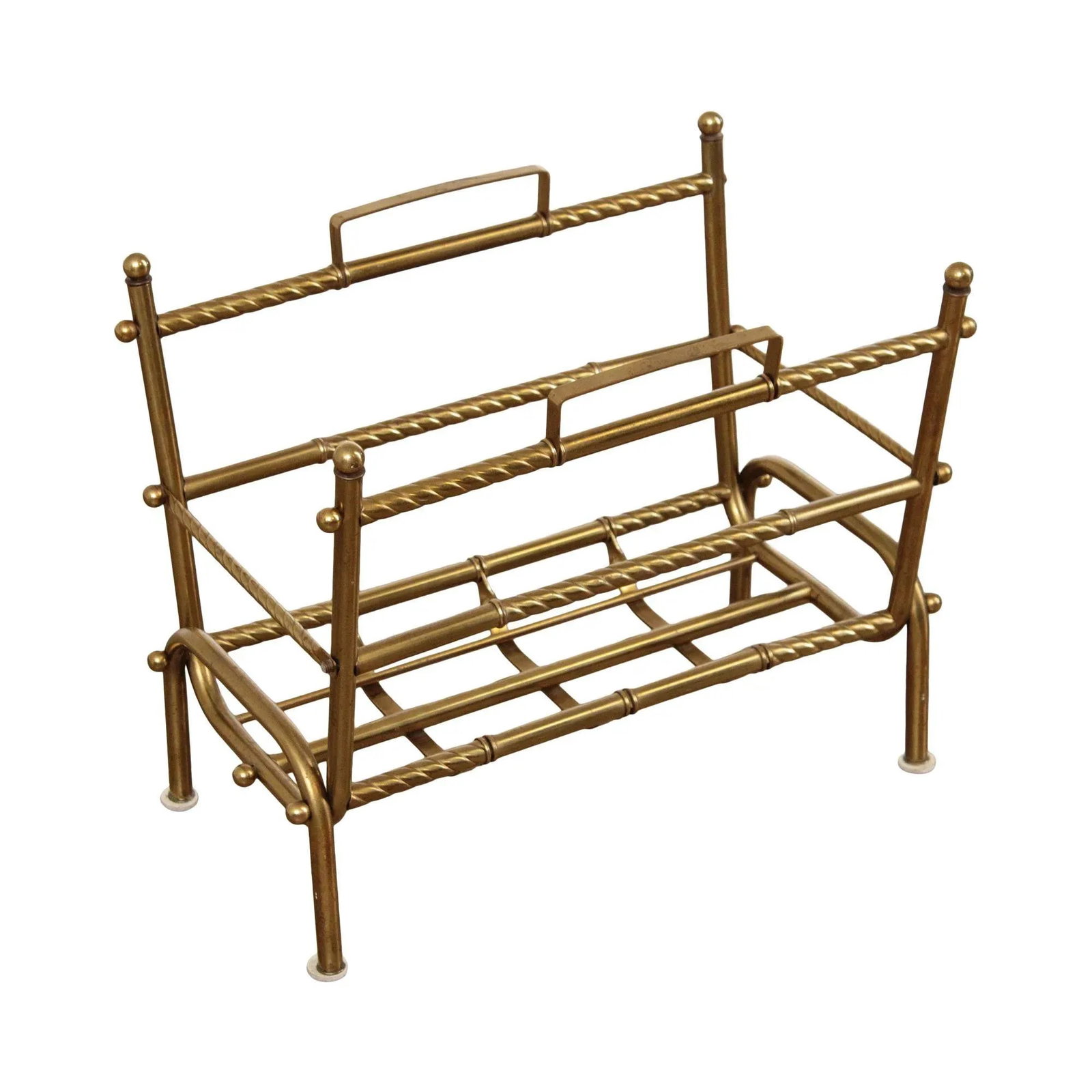 Vintage Hollywood Regency Brass Magazine Rack - 13